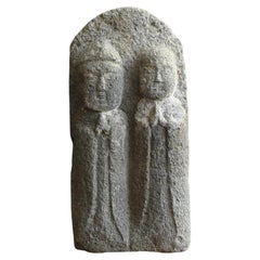A pair of stone Buddha statues from the Edo period in Japan/Jizo Bodhisattva