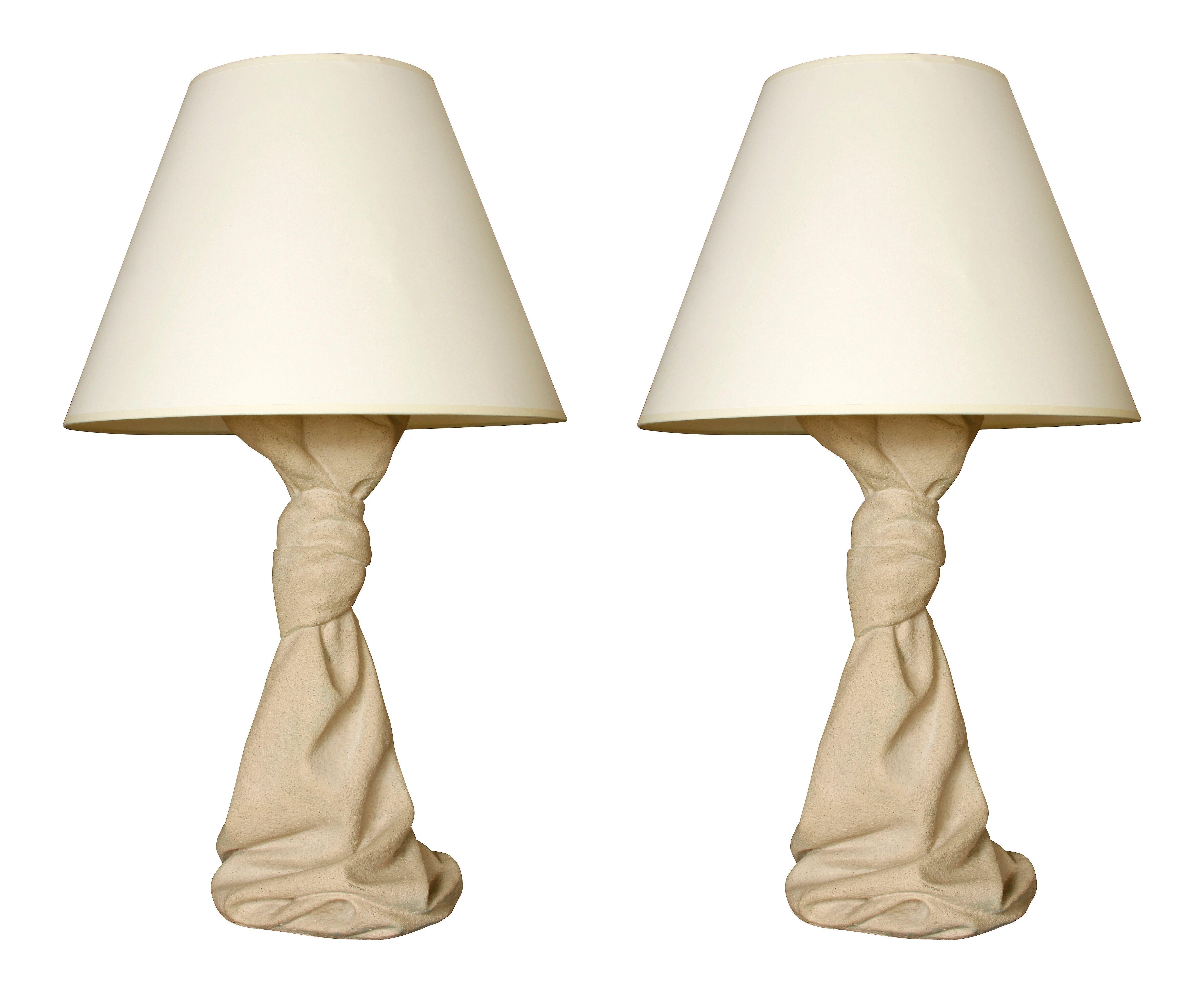 Unknown Pair of Stone John Dickinson Style Chalk Table Lamps