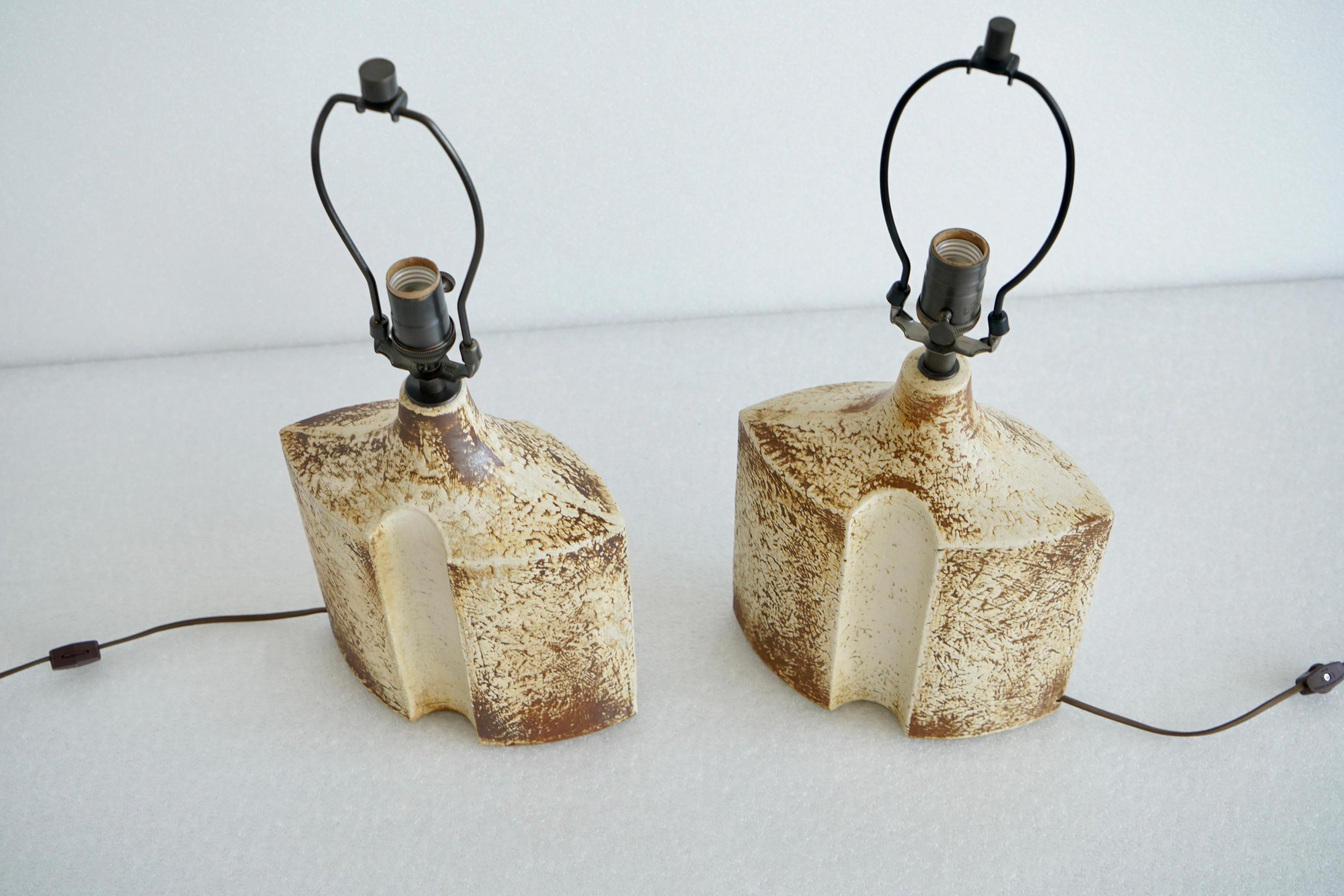 Stoneware A pair of stoneware table lamp  by Haico Nitzsche for Søholm For Sale