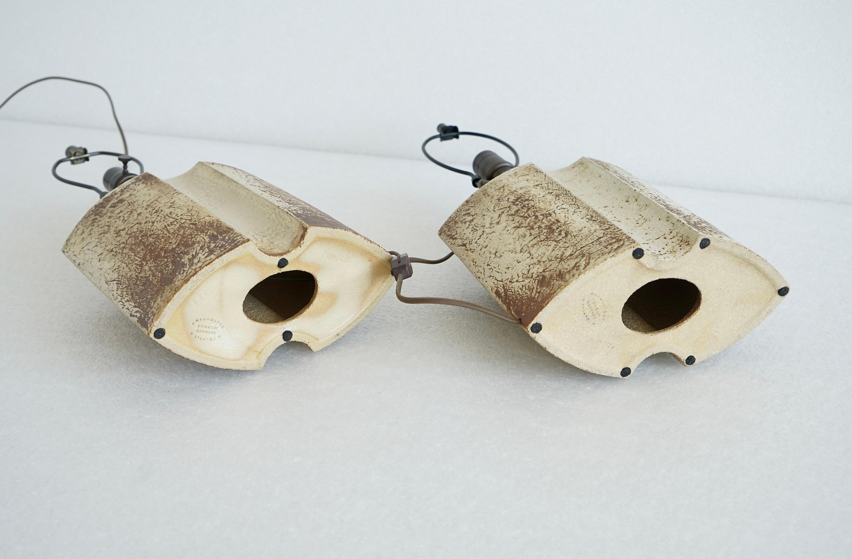 A pair of stoneware table lamp  by Haico Nitzsche for Søholm For Sale 1