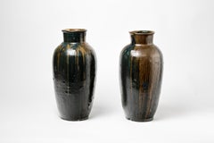Pair of Stoneware Vase by Leon Pointu, circa 1930, France