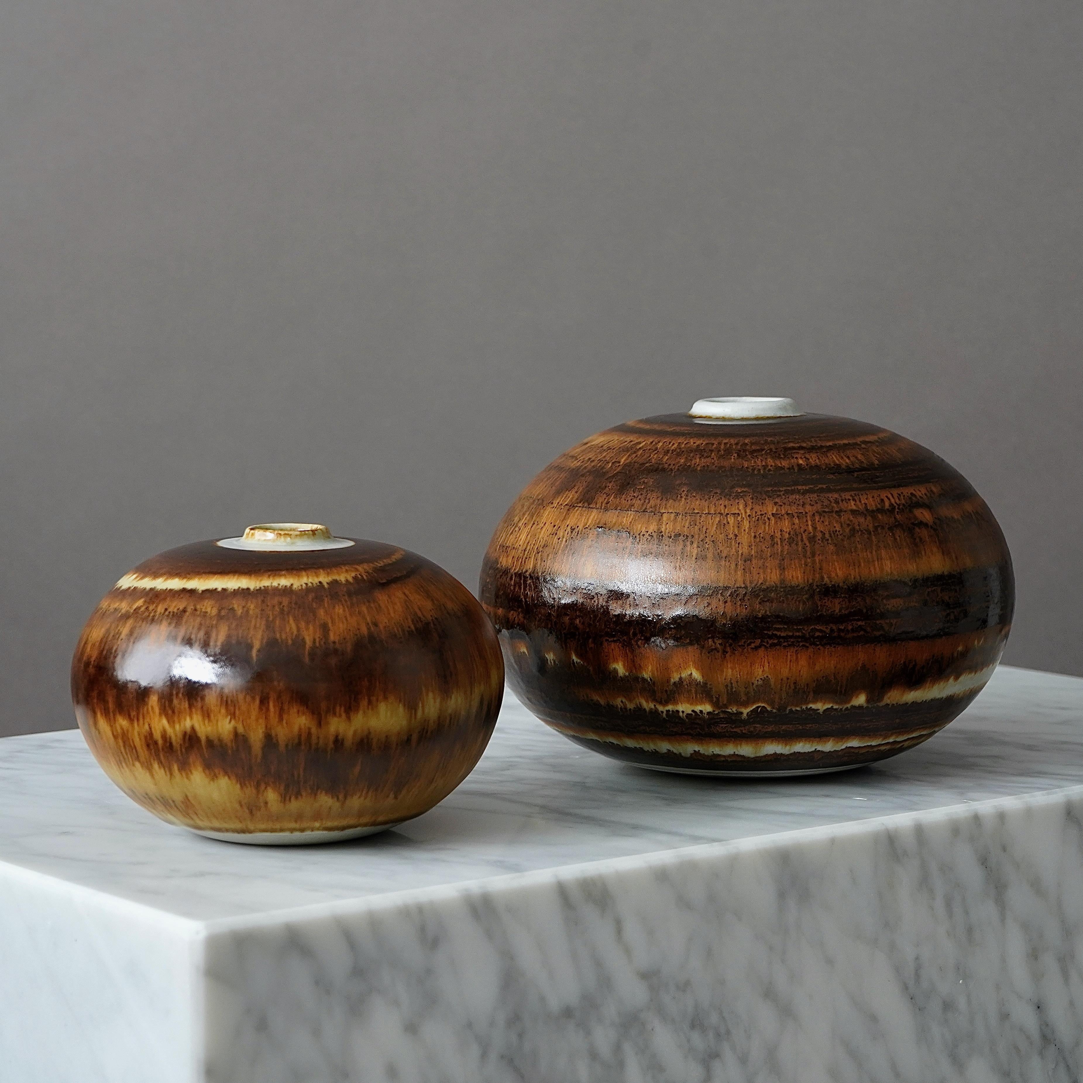 Ceramic A pair of Stoneware Vases by Andersson & Johansson, Höganäs, Sweden, 1977 For Sale