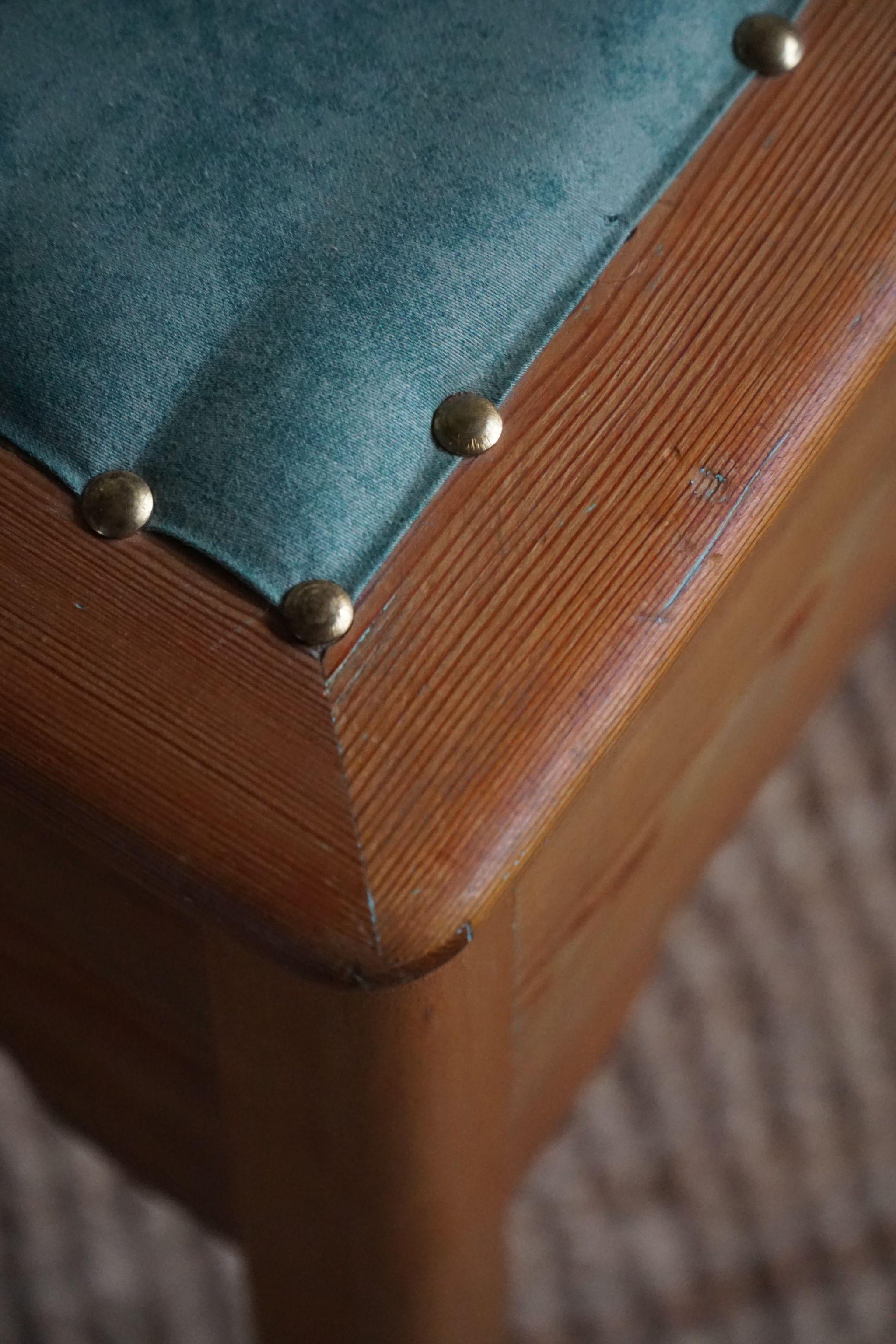 A Pair of Stools in Pine & Fabric with Storage, By a Swedish Cabinetmaker, 1950s For Sale 8