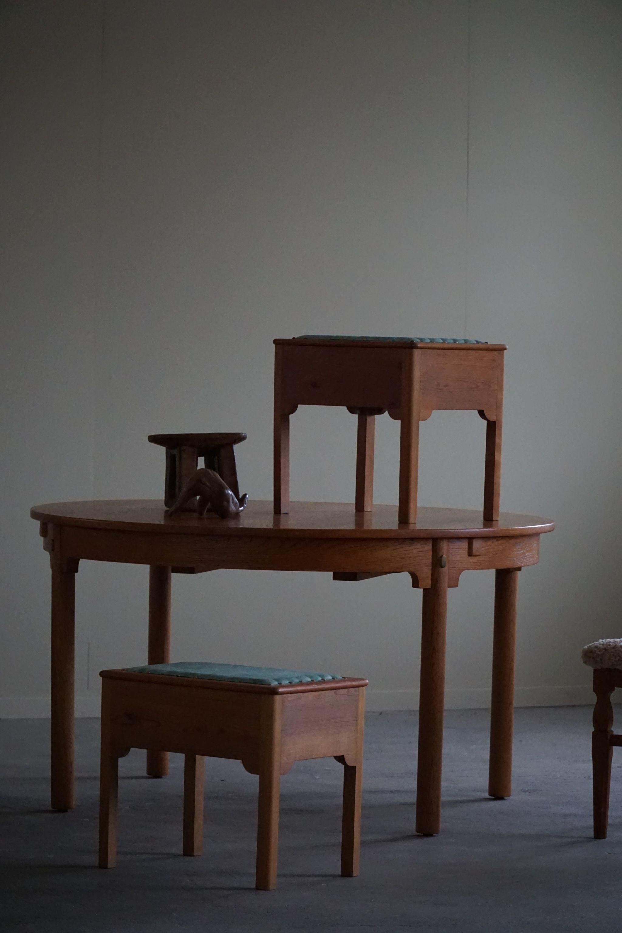 A Pair of Stools in Pine & Fabric with Storage, By a Swedish Cabinetmaker, 1950s In Good Condition For Sale In Odense, DK
