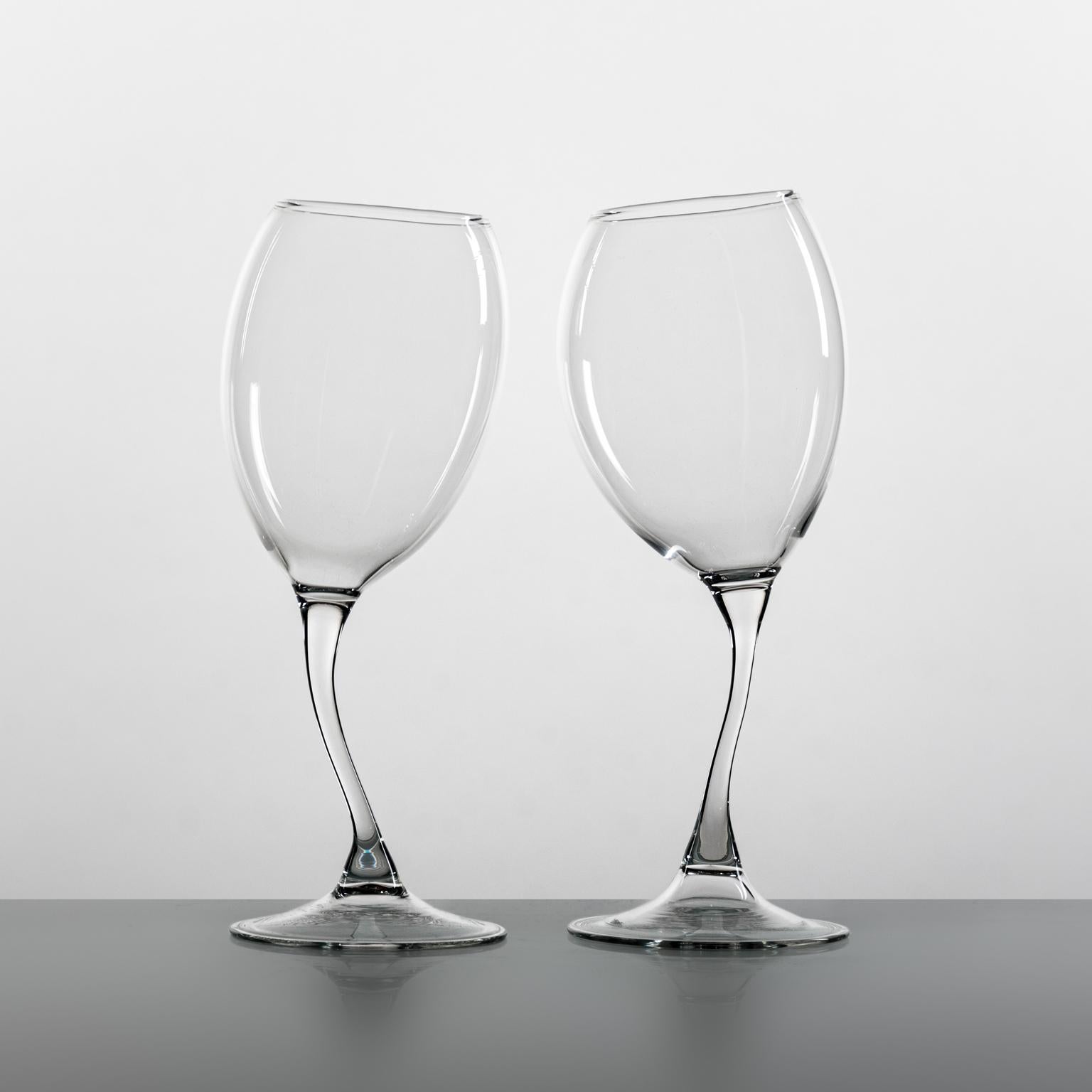 Italian Contemporary Hand Blown Storti Wine Glasses by Simone Crestani