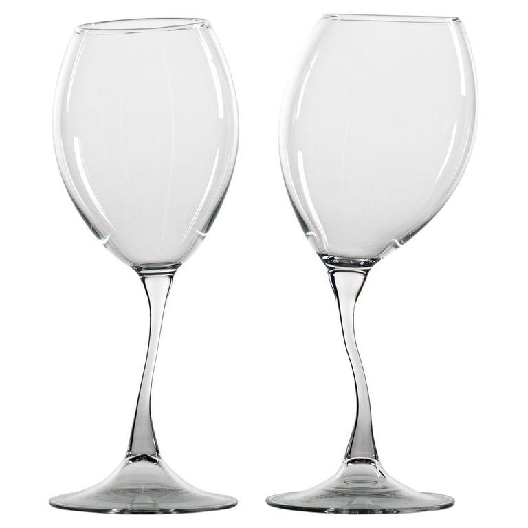 "A Pair of Storti Wine Glasses" Hand Blown Glasses by Simone Crestani For Sale