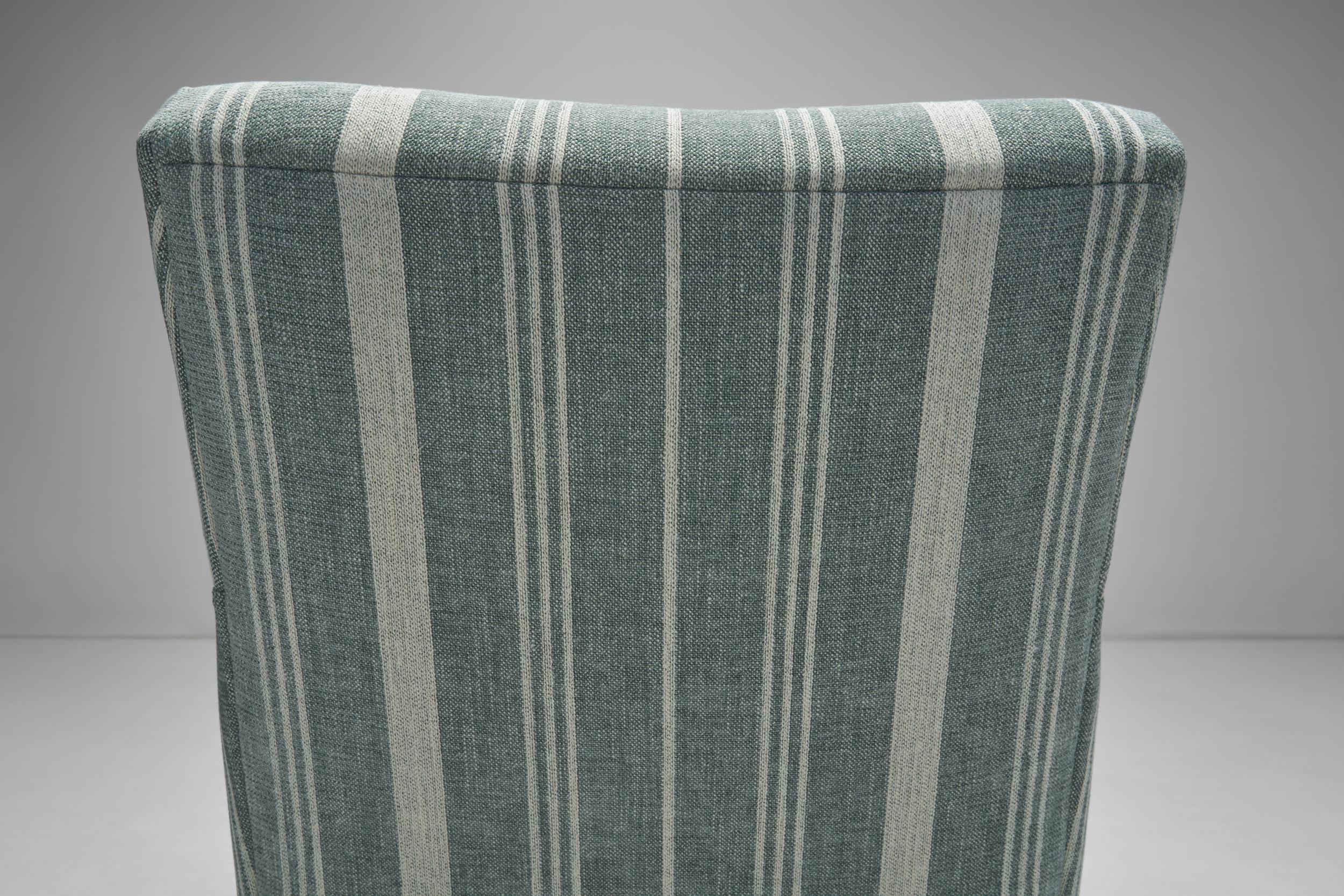 Coppia di poltrone Art Déco a righe con struttura in Oak macchiato, Europa, 1930 ca. in vendita 5