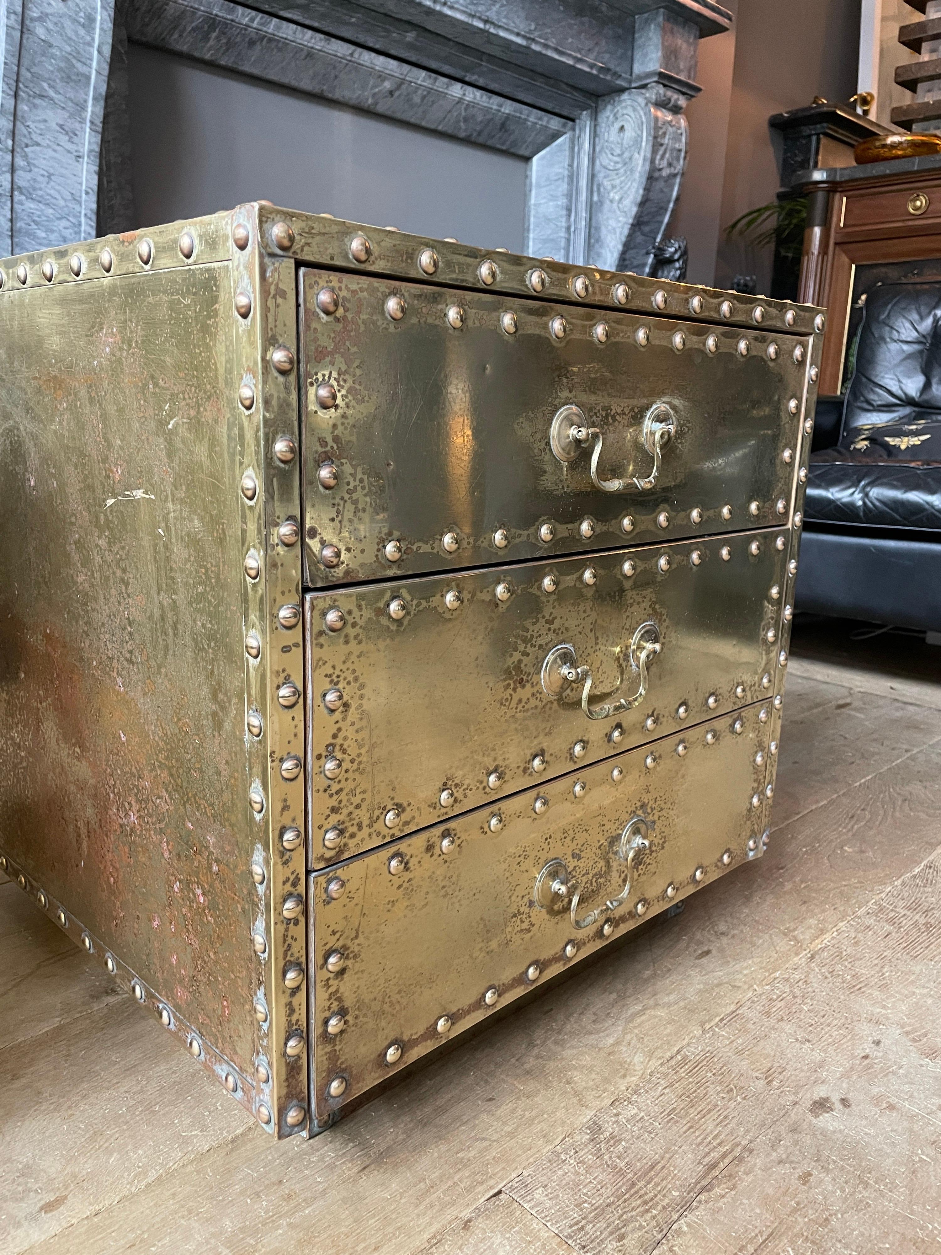 Pair of Studded Brass Chest of Drawers by Sarreid Ltd 9