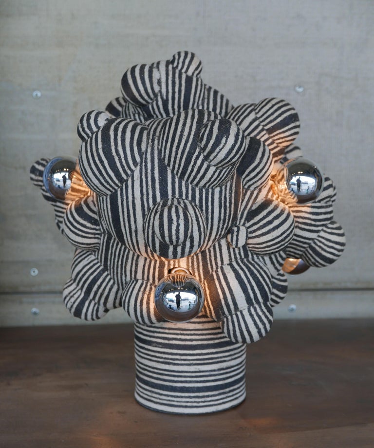Hand-Crafted Pair of Studio Pottery Spore Lamps by Lewis Trimble