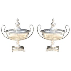 Antique A Pair of Sugar Bowls in Swedish Plate