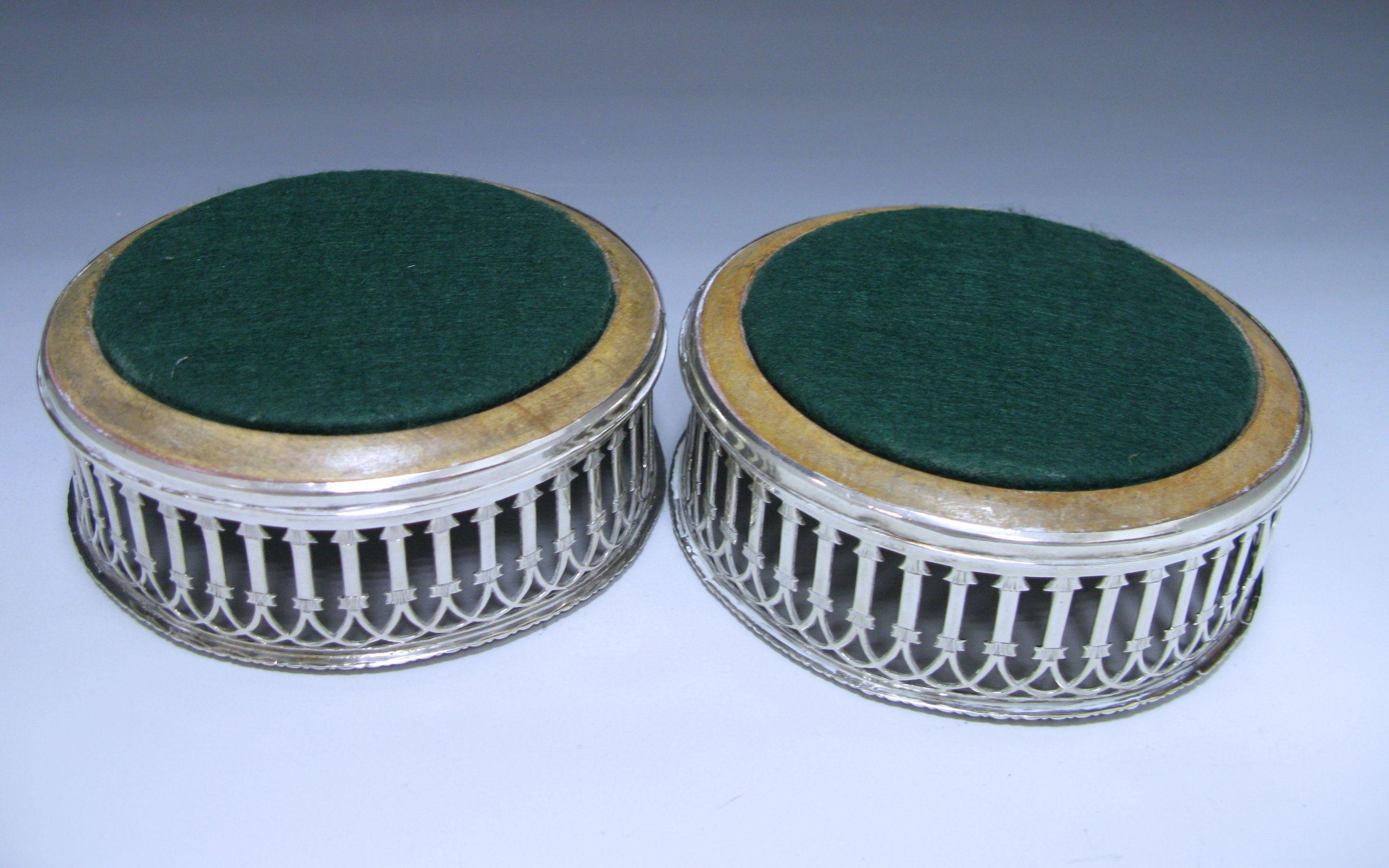 18th Century and Earlier Pair of Superb George III Antique Sterling Silver Coasters Thomas Nash, 1773 For Sale