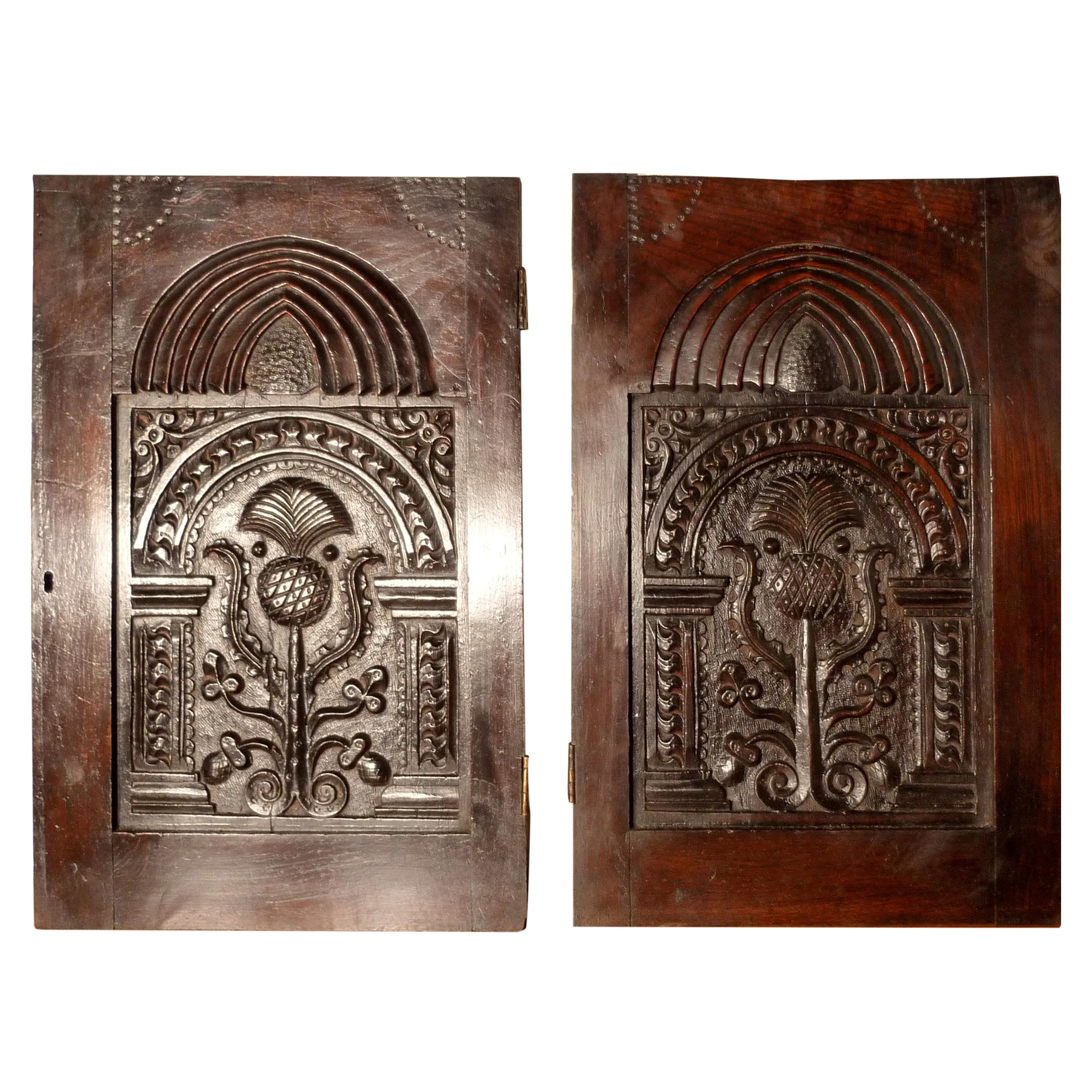 Pair of Superbly Carved Oak Door Panels
