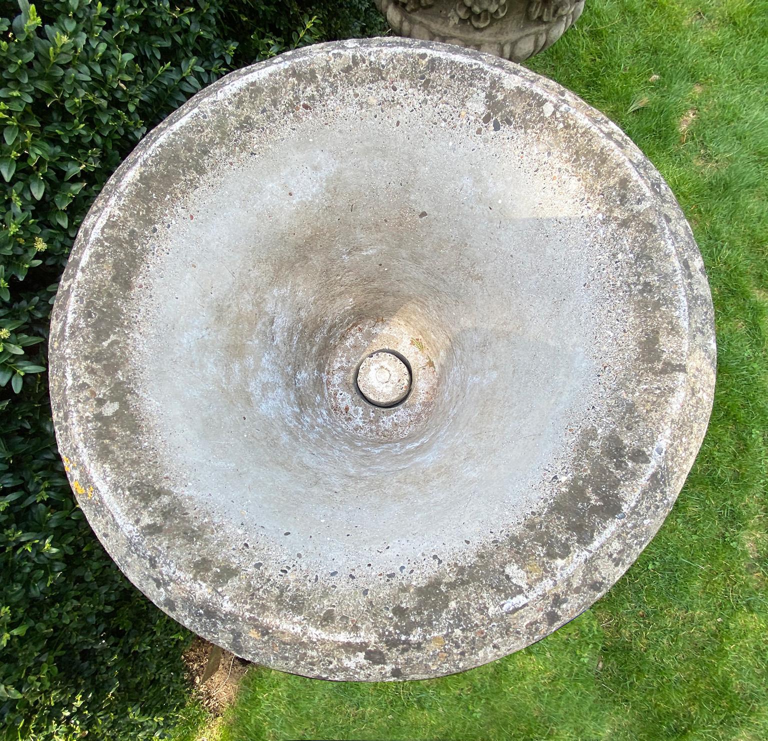 Mid-20th Century Pair of Swag and Mask Composition Stone Urns on Decorative Pedestals