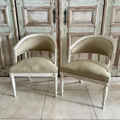 Coppia di poltrone con schienale a botte svedesi del XIX secolo