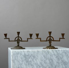 A pair of Swedish Art Deco Bronze Candelabras, 1930s