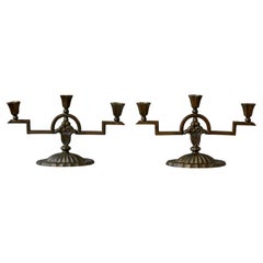A pair of Swedish Art Deco Bronze Candelabras, 1930s