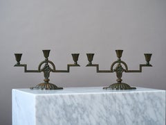 A pair of Swedish Art Deco Bronze Candelabras by Äkta Brons, Sweden, 1930s.