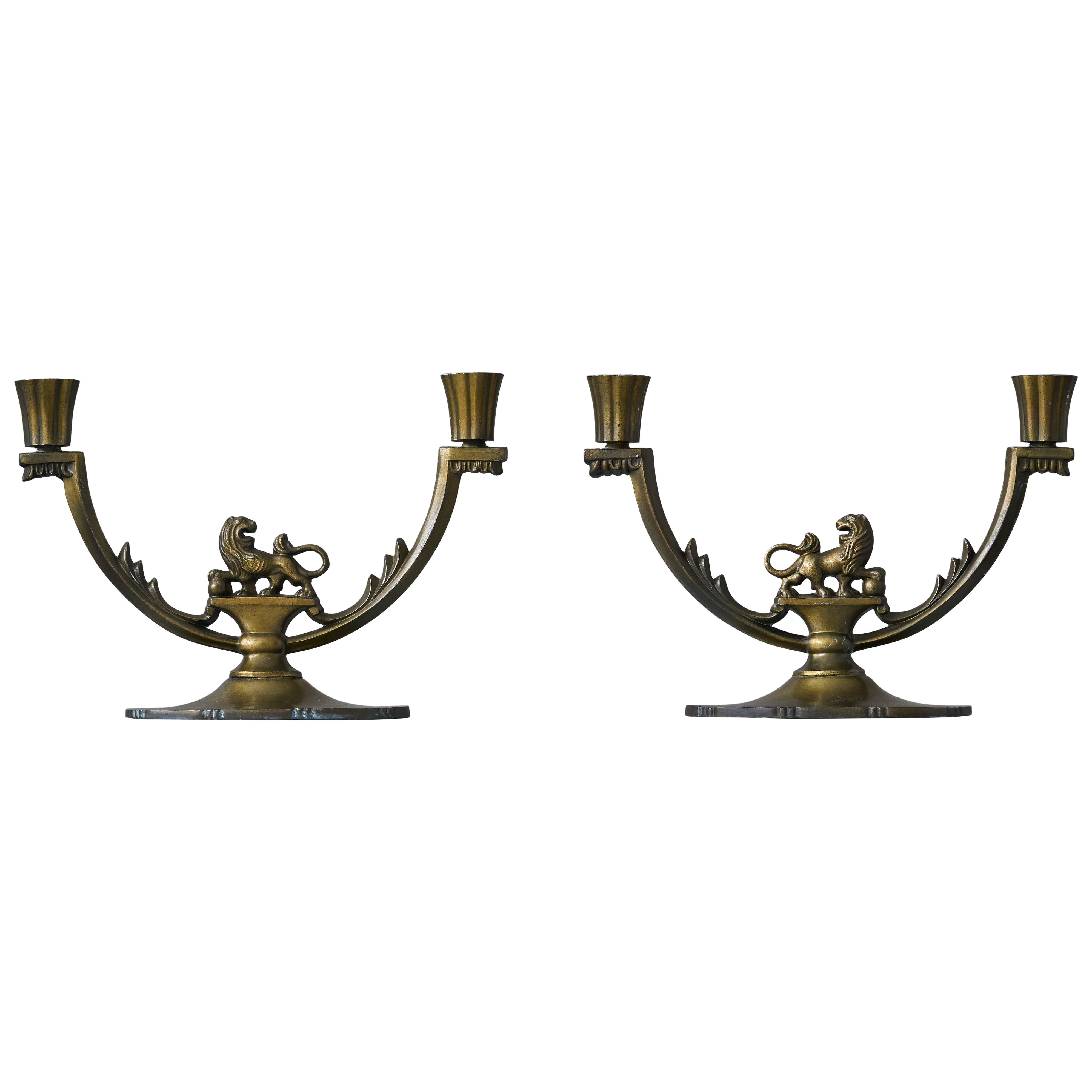 A pair of Swedish Art Deco Candelabras by Stjärnmetall, Sweden, 1930s.
