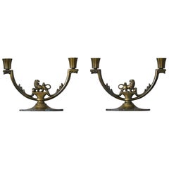 A pair of Swedish Art Deco Candelabras by Stjärnmetall, Sweden, 1930s.