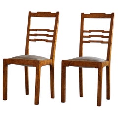 Antique A Pair of Swedish Art Deco Dining Room Chairs in Birch, 1920s