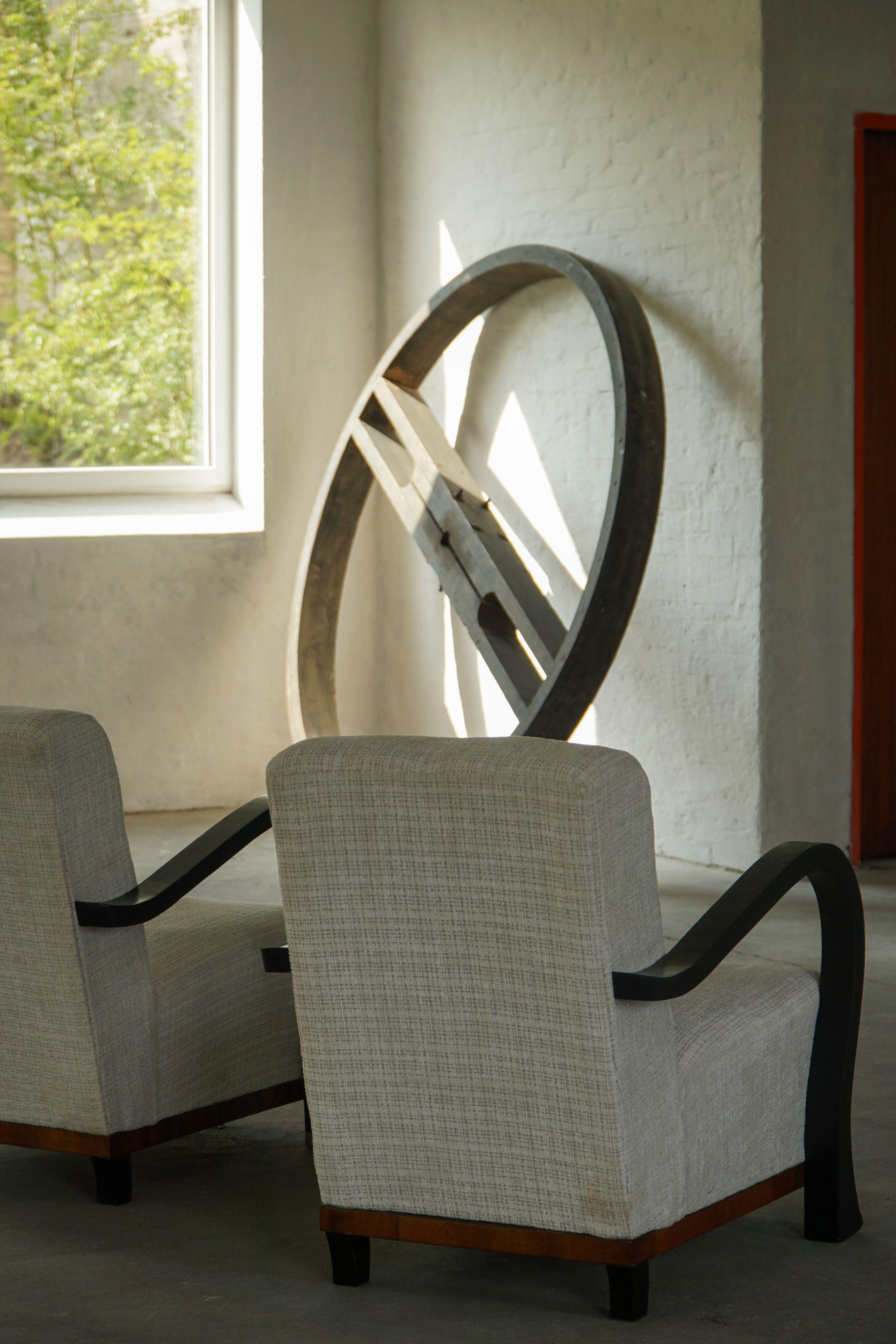 A Pair of Swedish Art Deco Lounge Chairs with Curved Armrests, 1930s For Sale 6