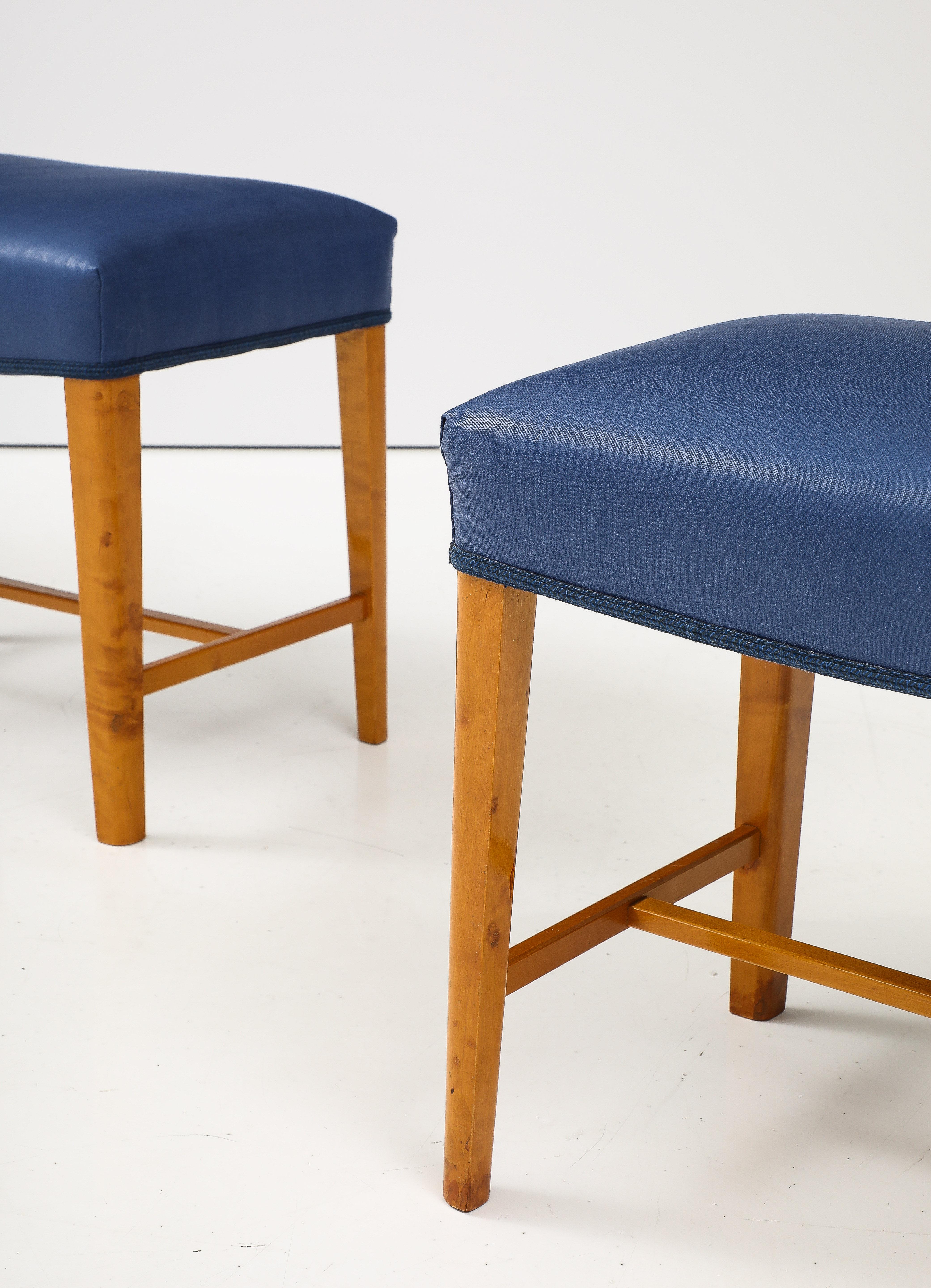 A pair of Swedish Birch Stools, Circa 1940s In Good Condition For Sale In New York, NY