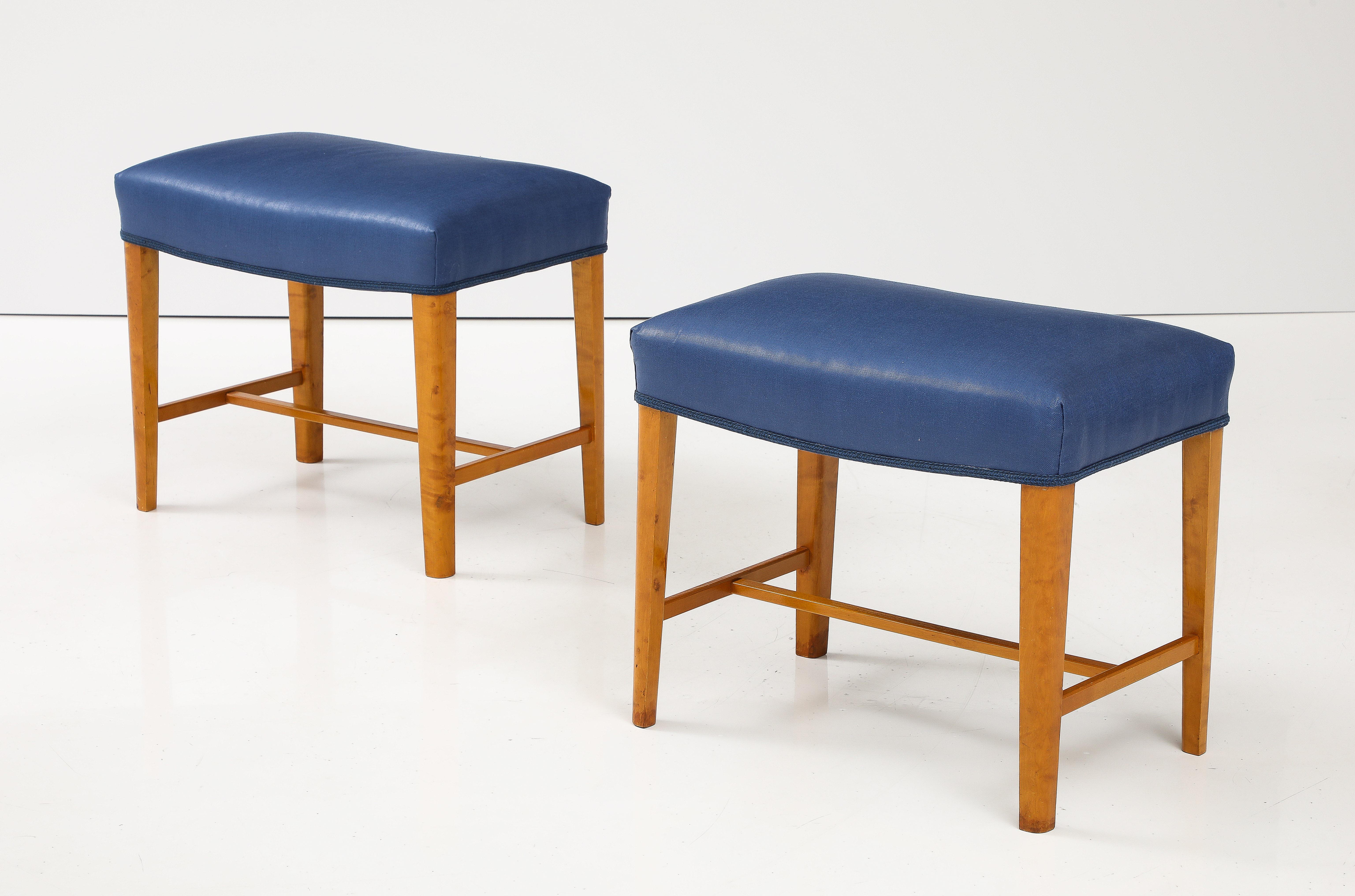 Mid-20th Century A pair of Swedish Birch Stools, Circa 1940s For Sale