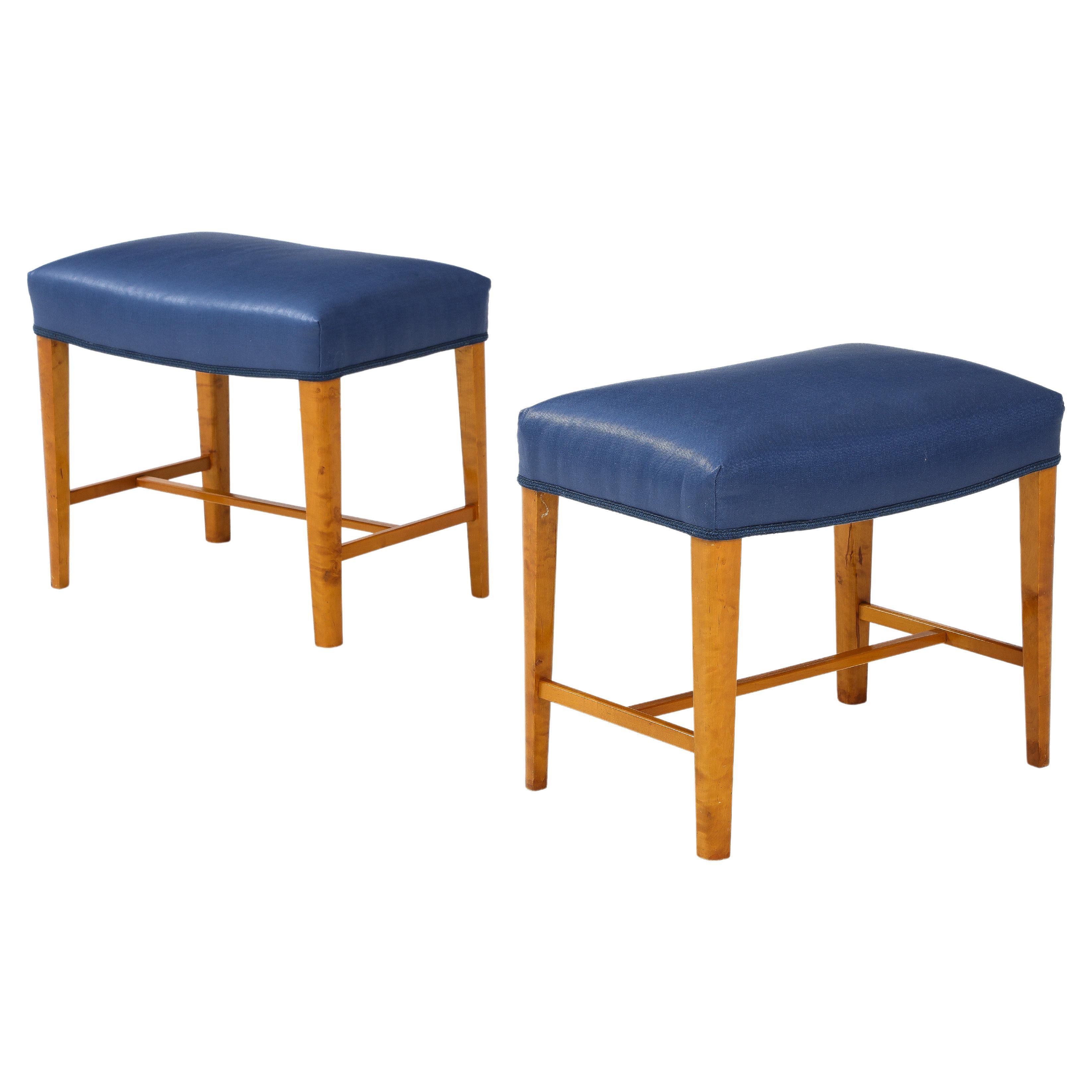 A pair of Swedish Birch Stools, Circa 1940s For Sale