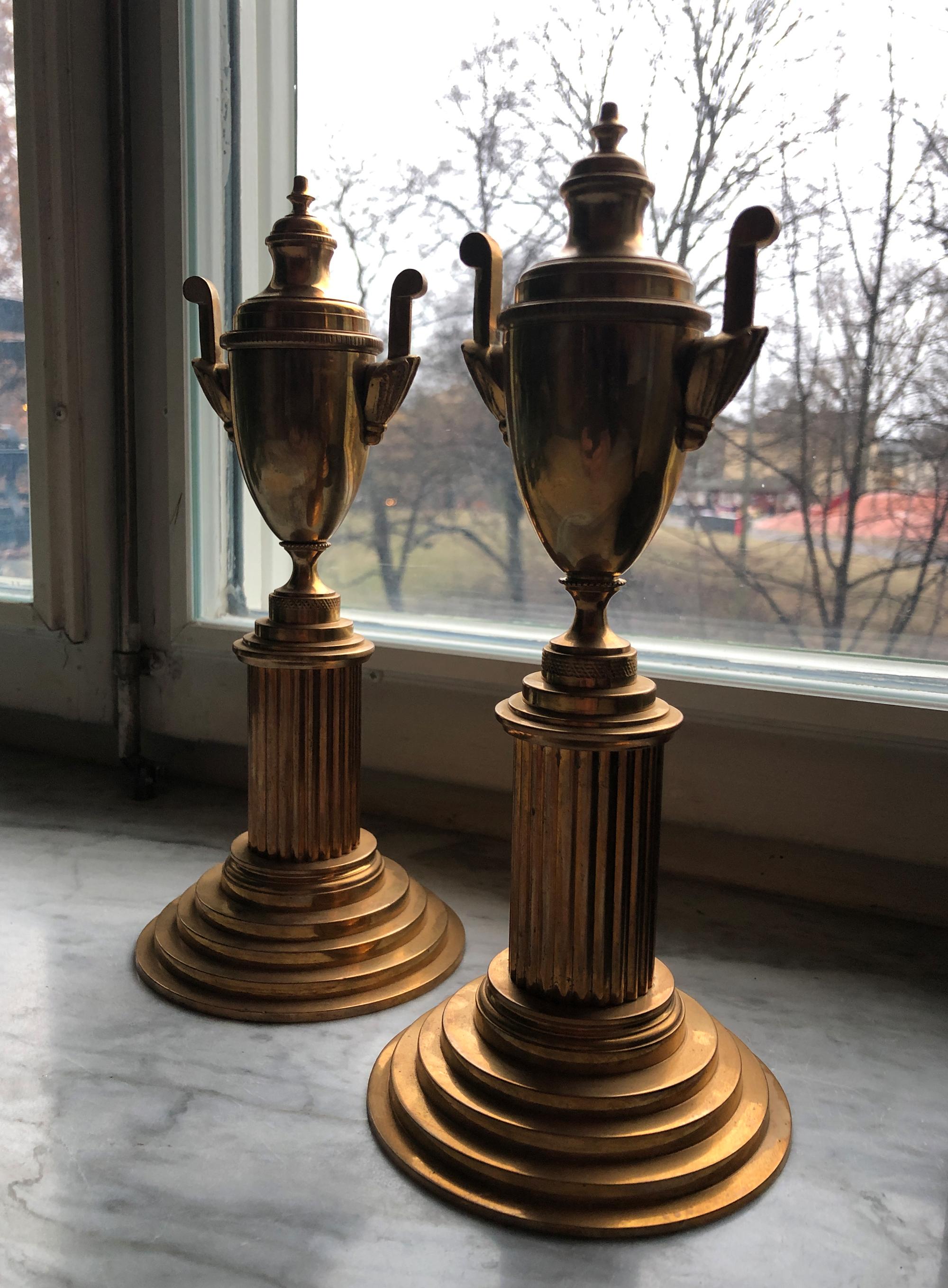 Pair of Swedish Brass Cassolettes Made in Skultuna, 1900-Century 7