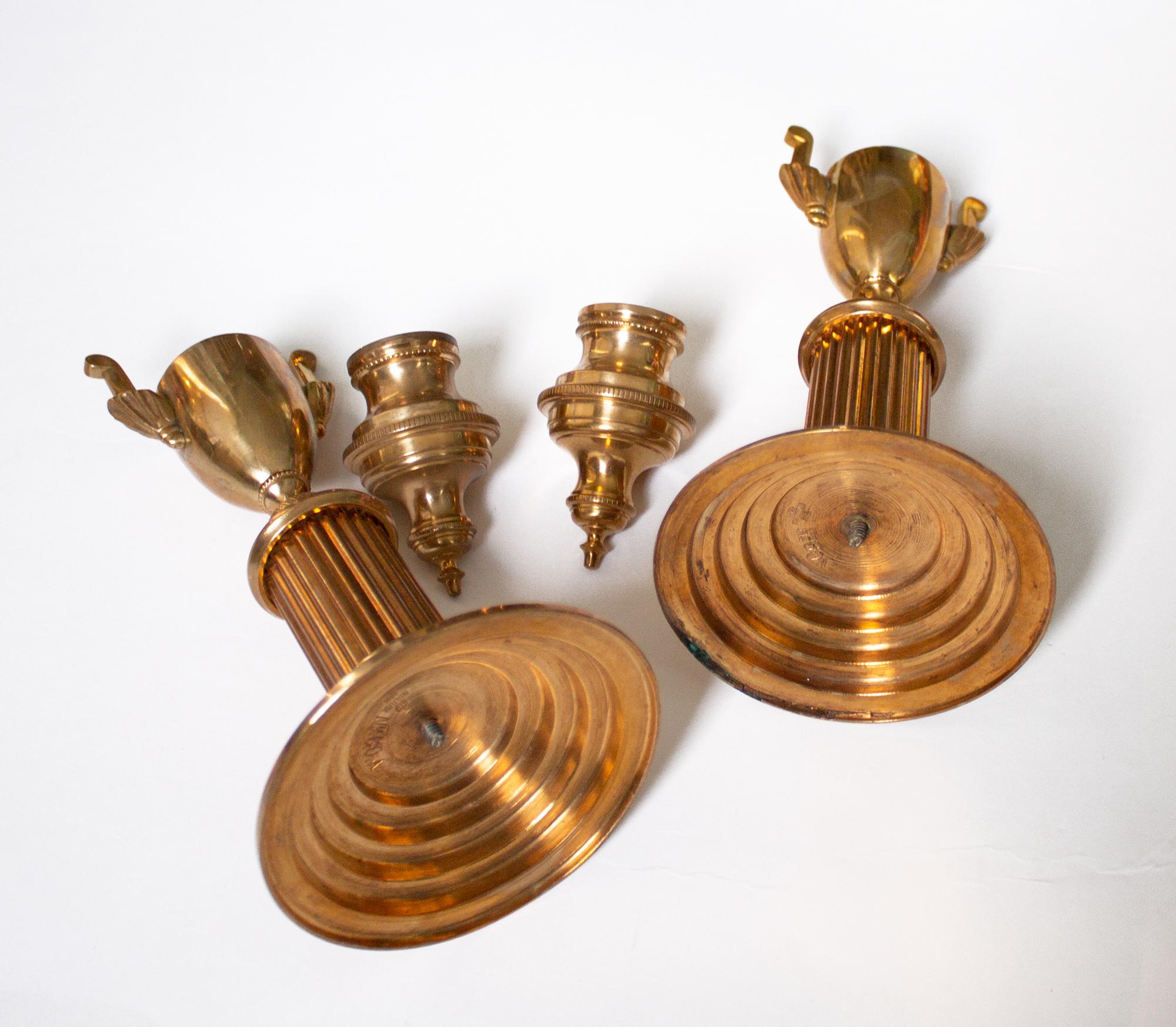 Late 20th Century Pair of Swedish Brass Cassolettes Made in Skultuna, 1900-Century