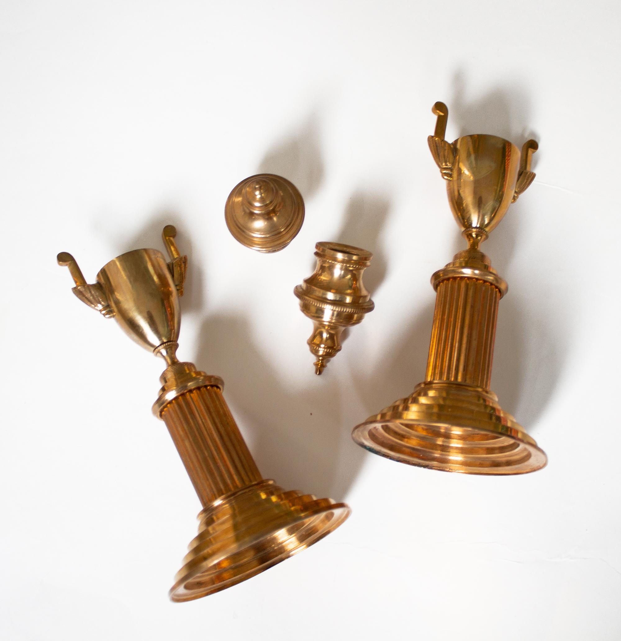 Pair of Swedish Brass Cassolettes Made in Skultuna, 1900-Century 1