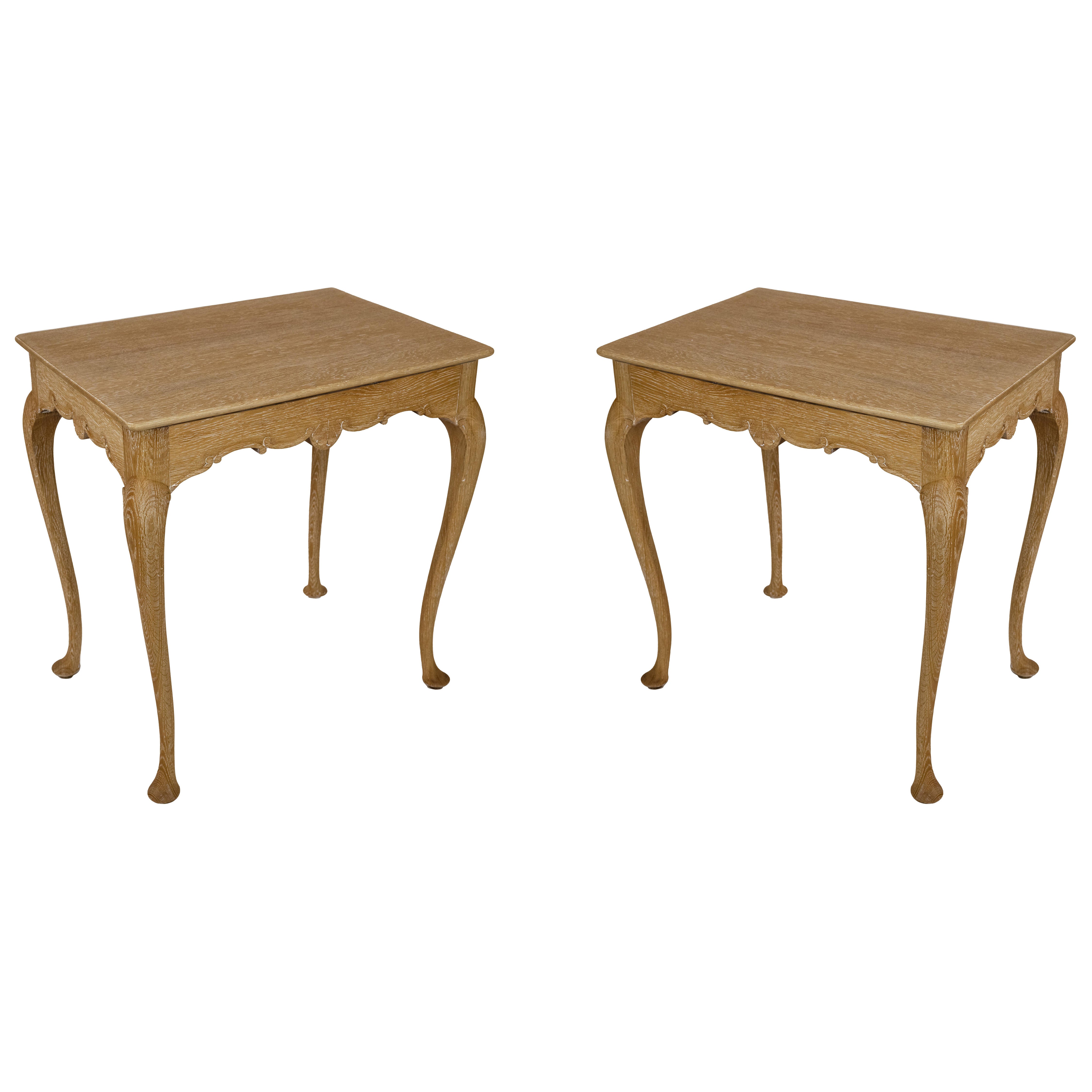 A Pair of Swedish Cerused Oak Side Tables