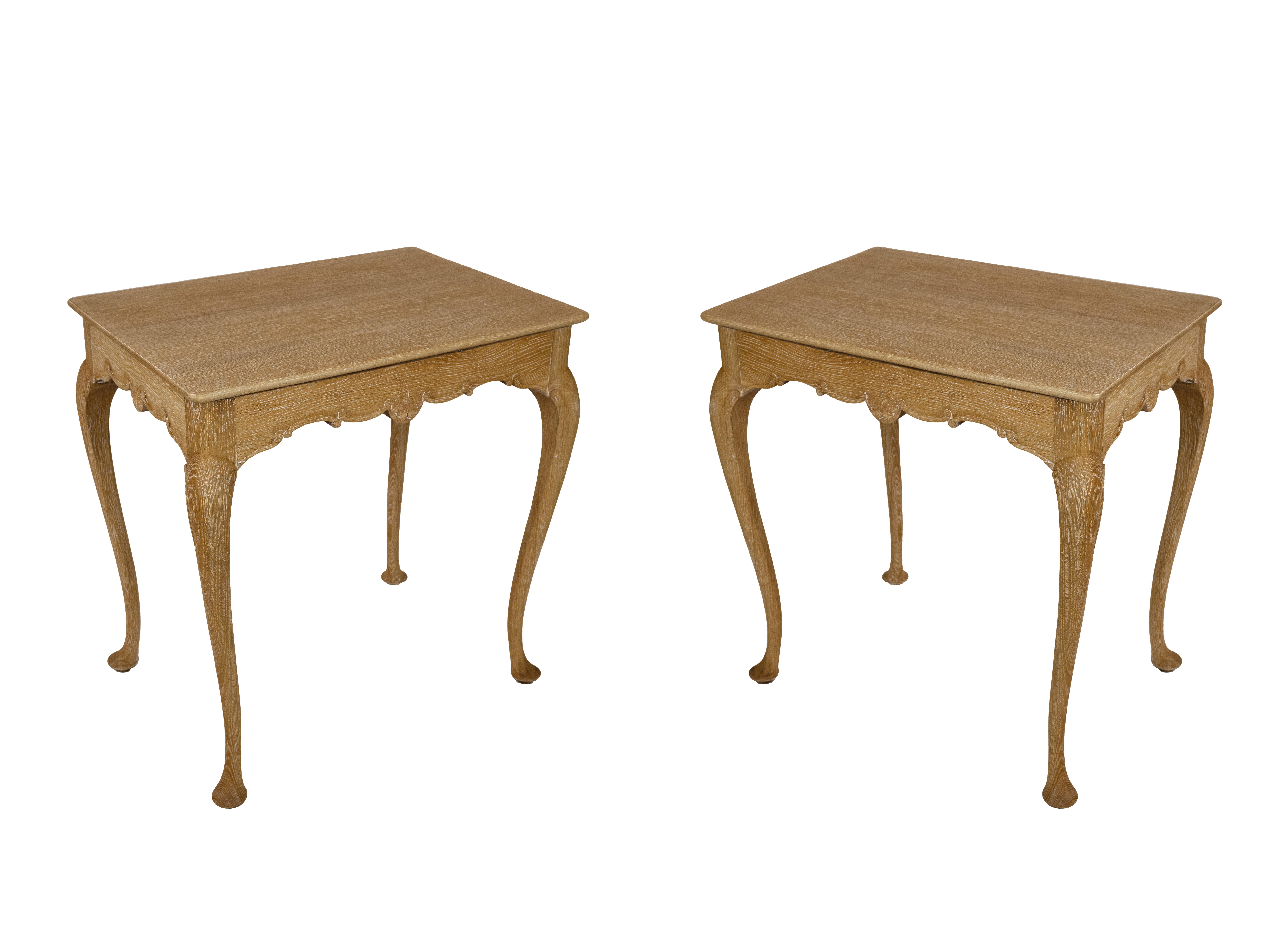 A Pair of Swedish Cerused Oak Side Tables