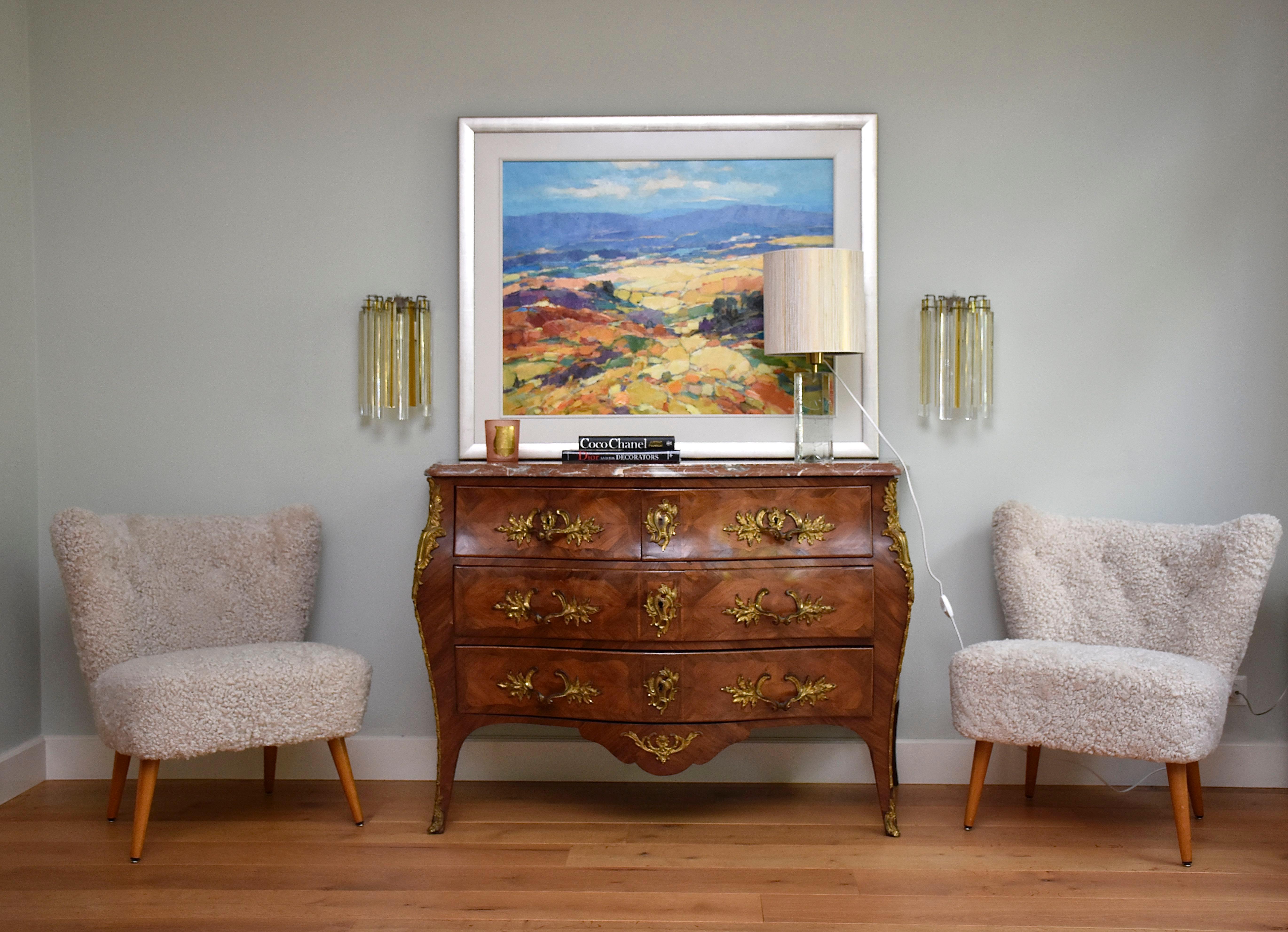 A pair of Swedish coctail / lounge armchairs in sheepskin, ca. 1940 For Sale 6