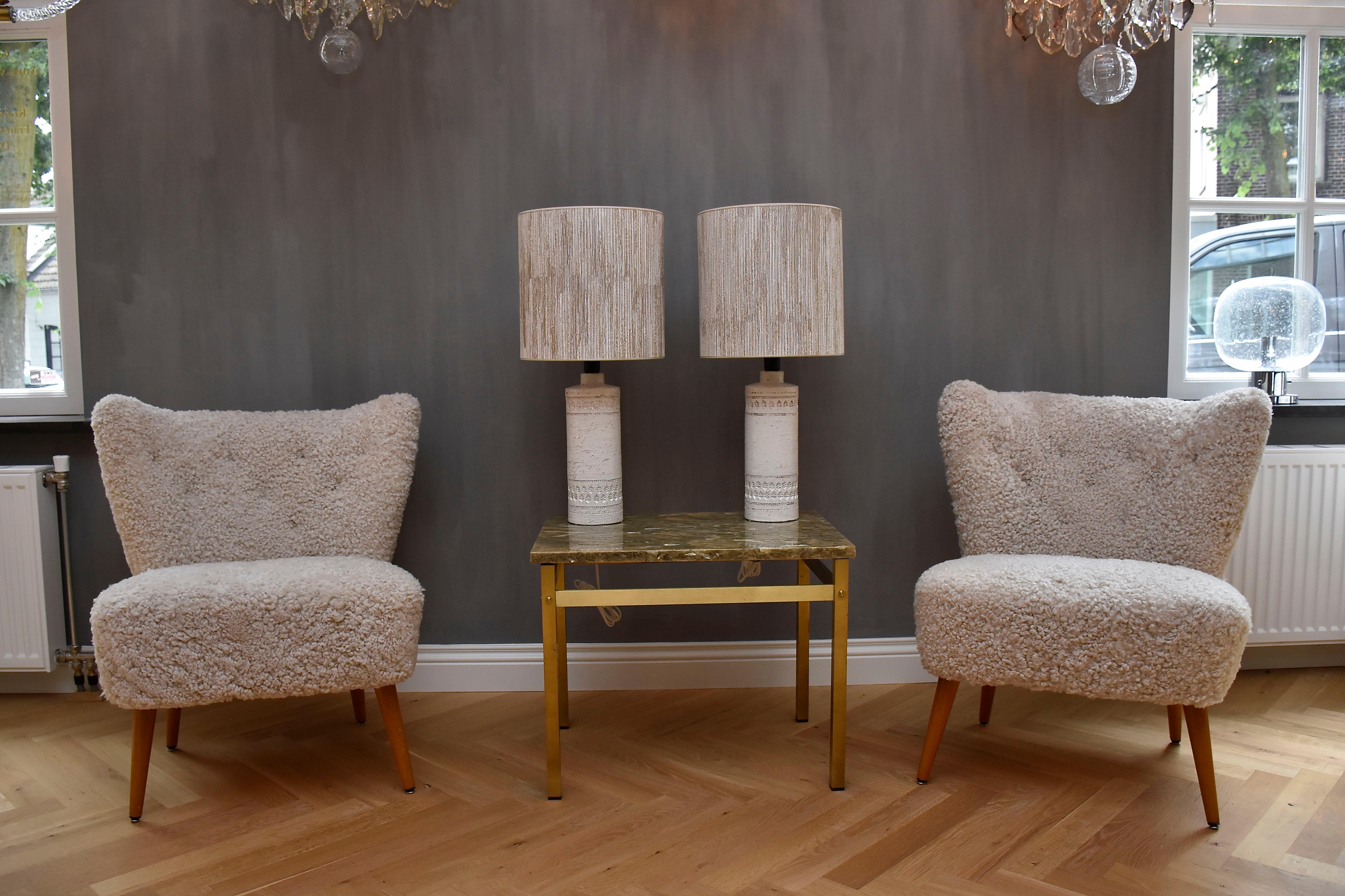 A pair of Swedish coctail / lounge armchairs in sheepskin, ca. 1940 For Sale 7
