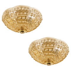 A Pair of Swedish Glass Dome-Shaped Flush Mounts