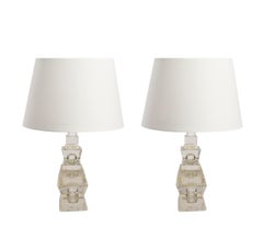 A Pair of Swedish Glass Table Lamps By Carl Fagerlund for Orrefors