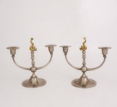 A pair of Swedish Grace Candlesticks in brass and pewter - 1930 - Svenskt Tenn