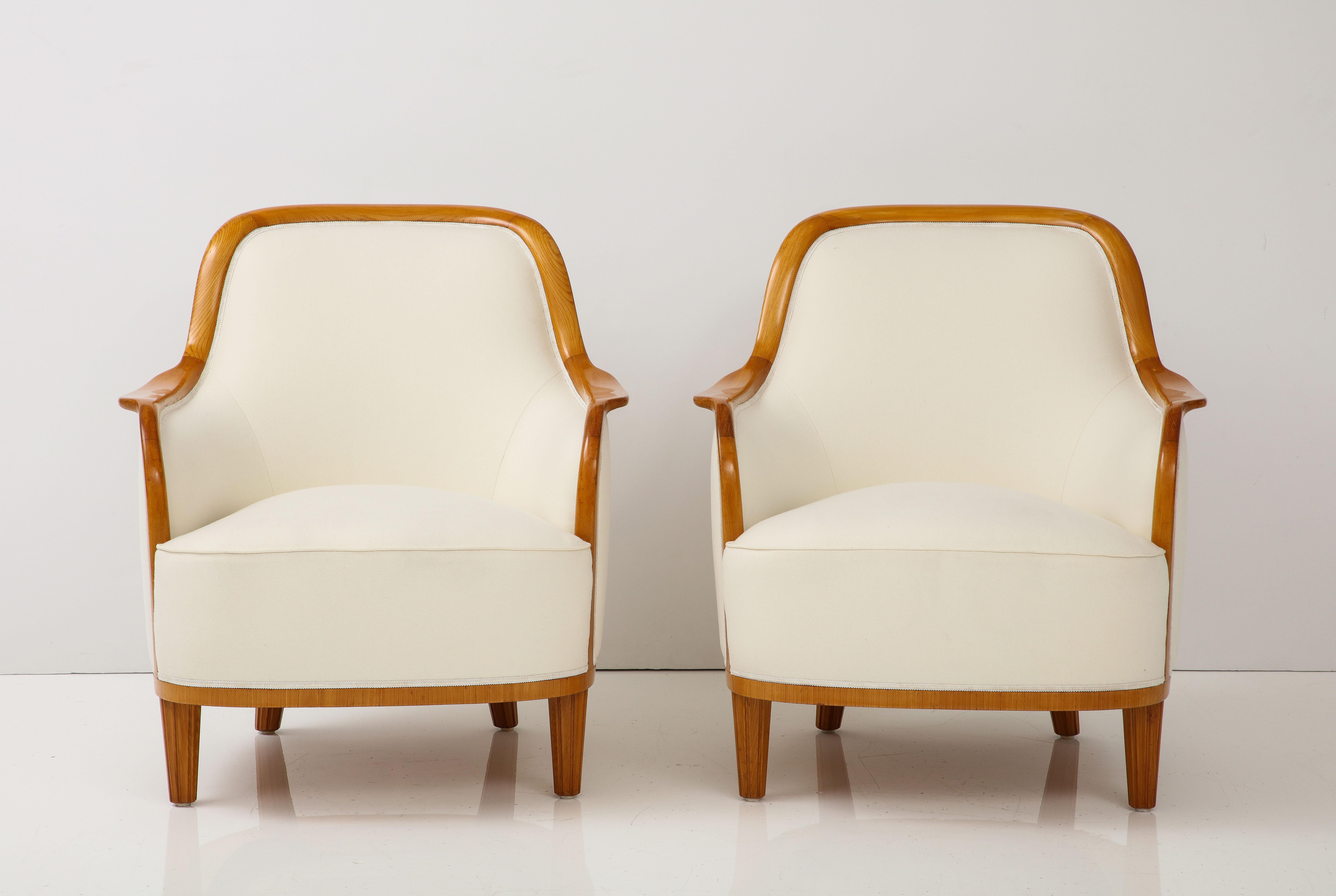 Pair of Swedish Grace Elmwood Armchairs, SMF, Circa 1940s In Good Condition In New York, NY