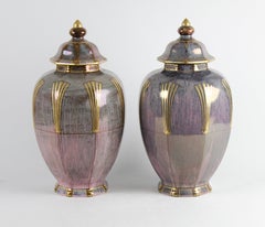 Coppia di vasi con coperchio svedese Grace Josef Ekberg, Gustavberg 1927