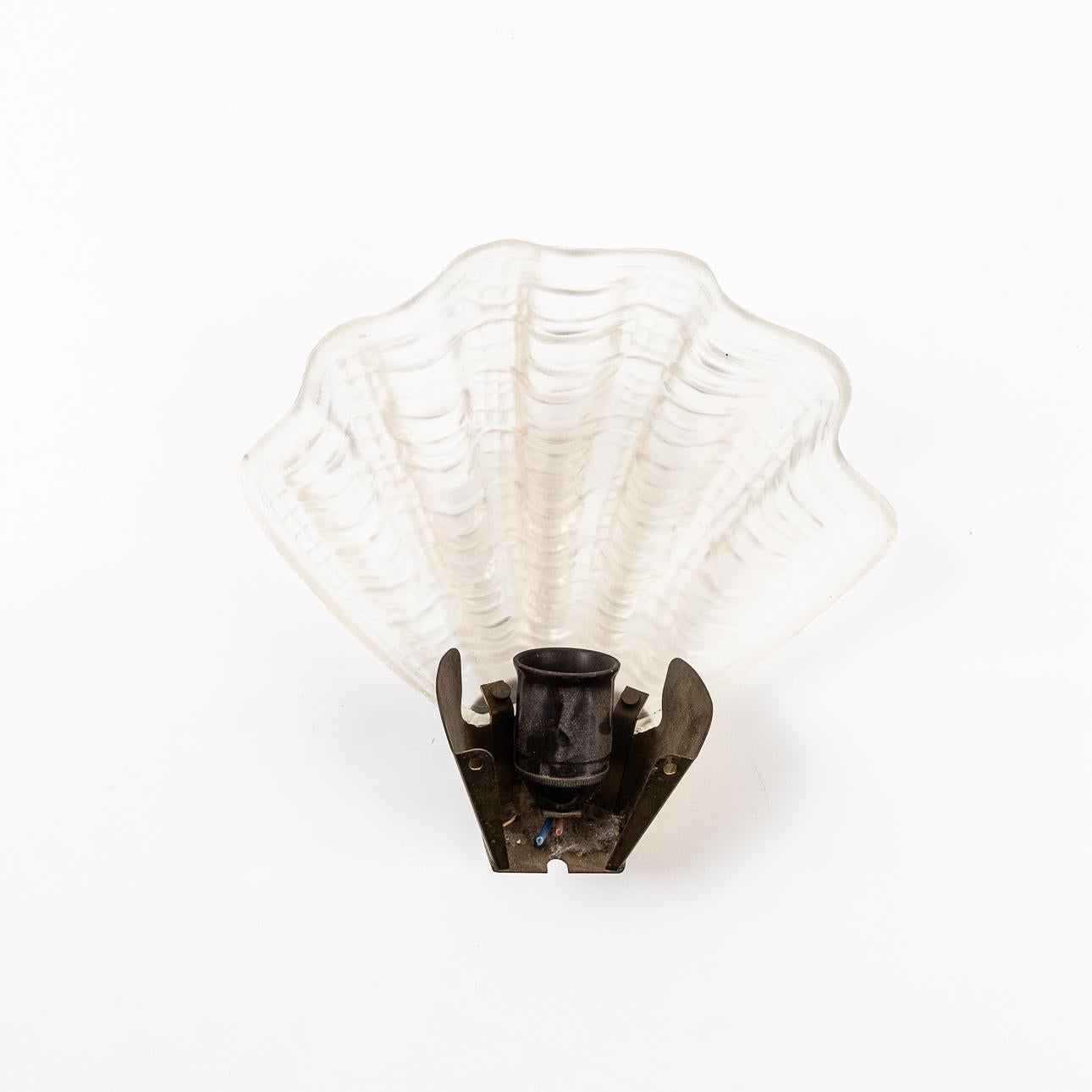 Frosted A Pair of Swedish Grace Period Glass Shell Sconces