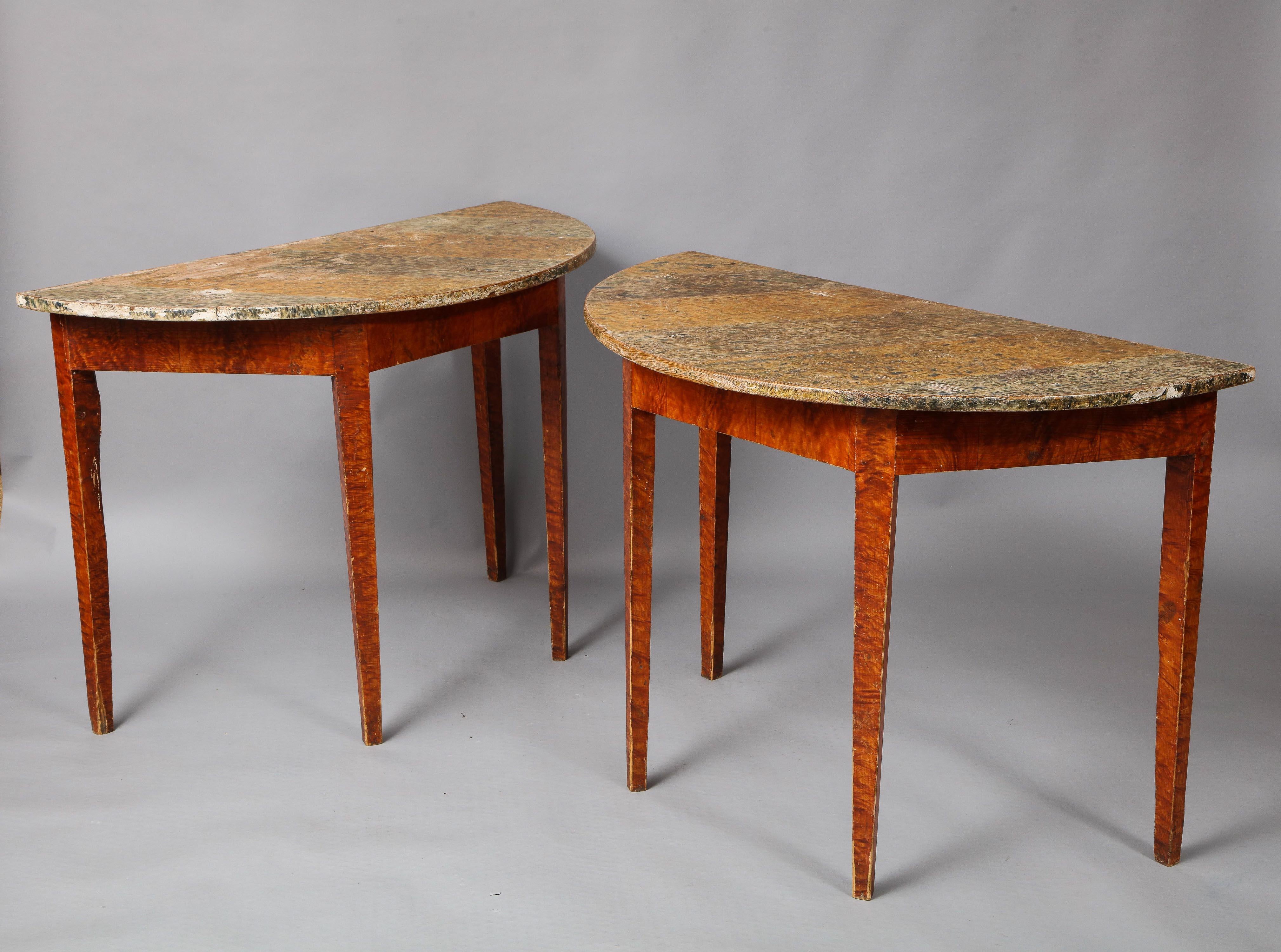 Mid-19th Century Pair of Swedish Gustavian Console Tables For Sale