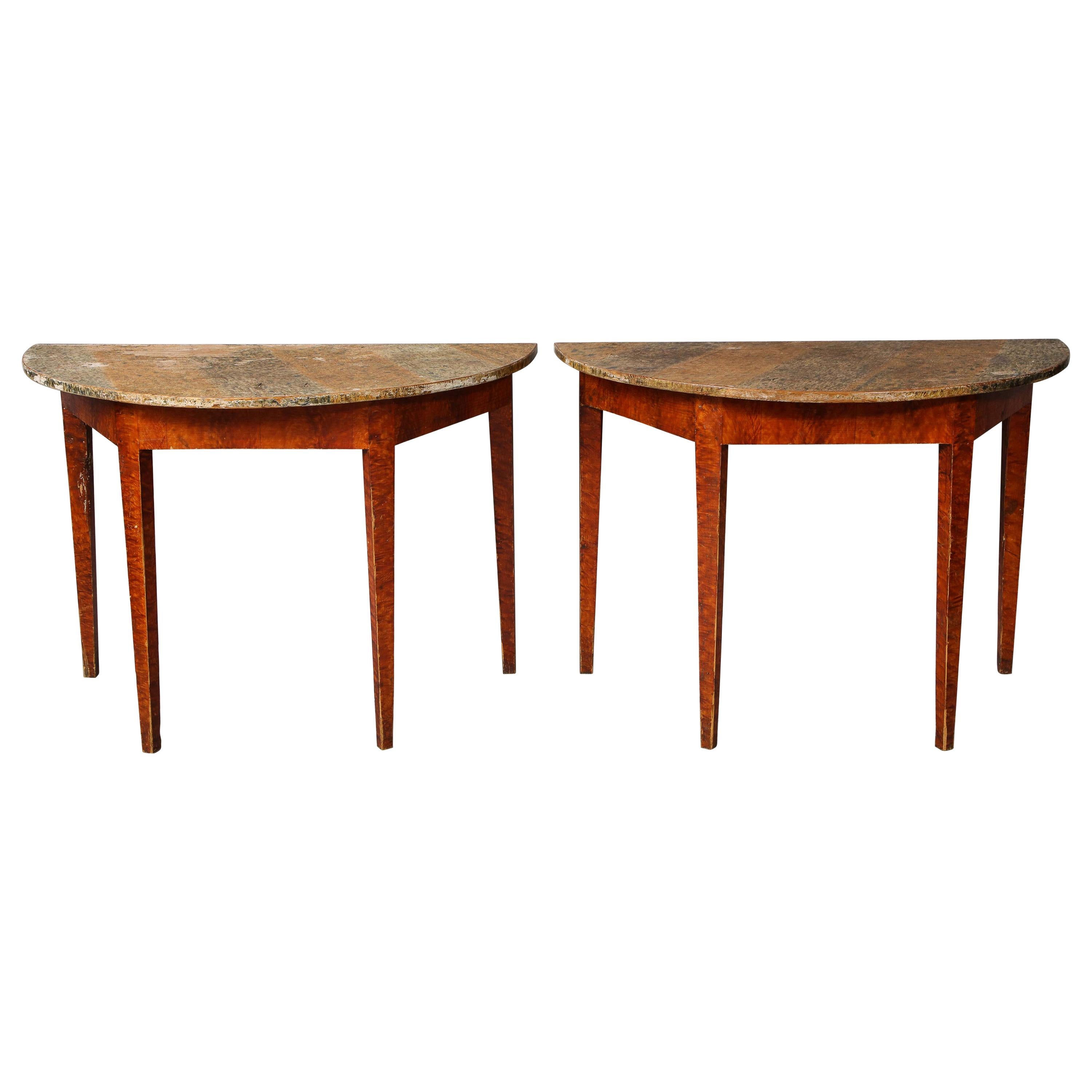 Pair of Swedish Gustavian Console Tables For Sale