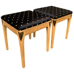 Paire de tabourets Art Déco suédois en bois clair, années 1920