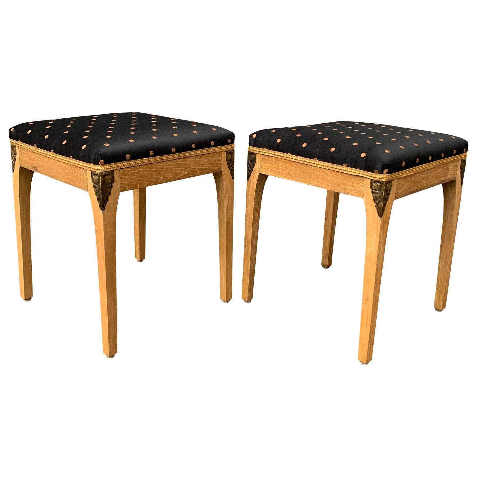 Pair of Swedish Light Wood Art Deco Stools, 1920s In Good Condition For Sale In Haddonfield, NJ