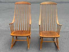 A pair of Swedish midcentury modern rocking chairs by Lena Larsson, 1960's