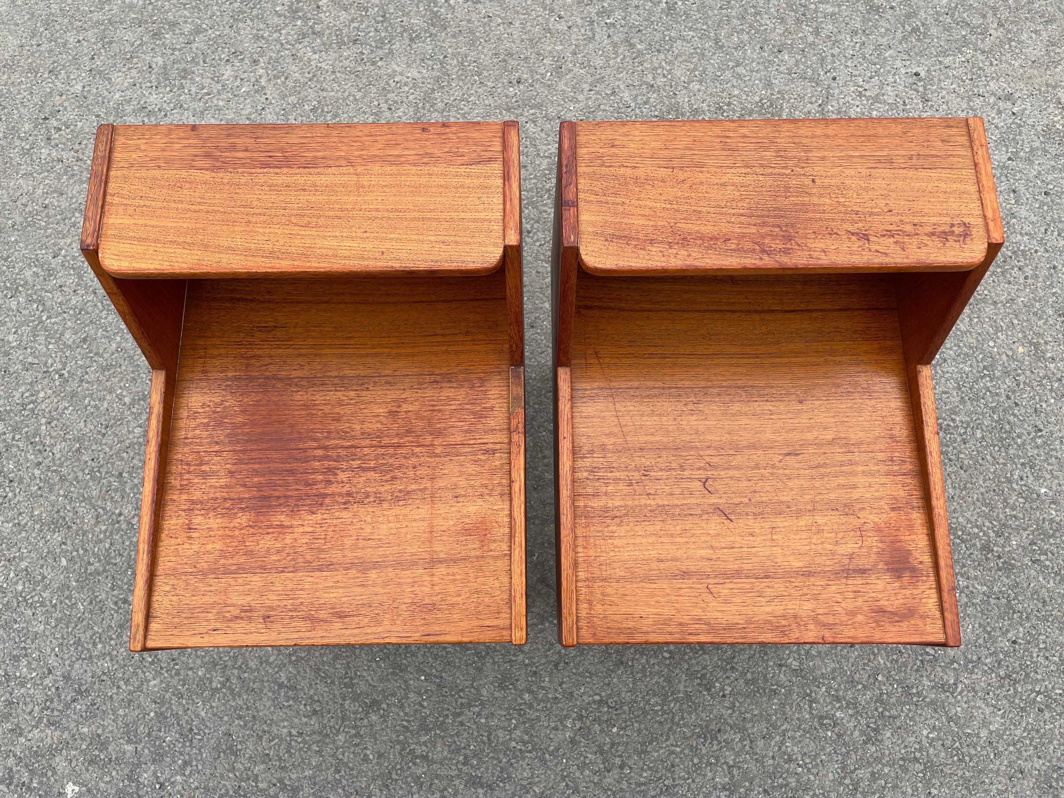 Pair of Swedish Midcentury Teak Nightstands For Sale 4