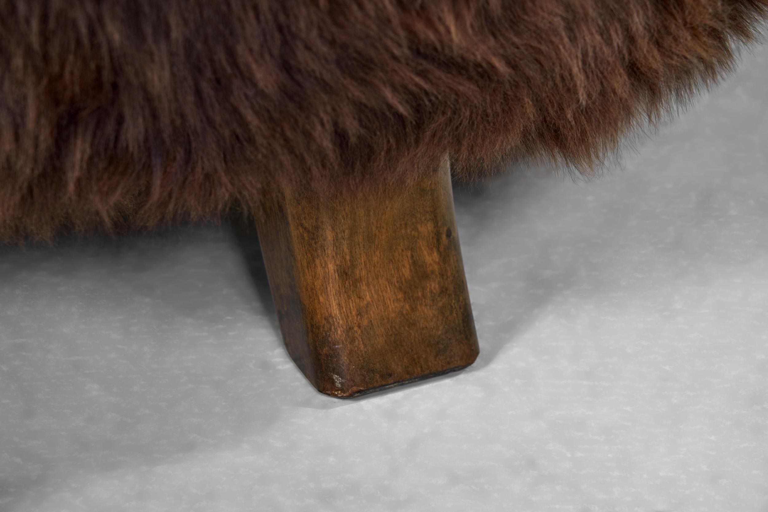A Pair of Swedish Modern Club Chairs in Longhair Sheepskin, Sweden 1930s 9