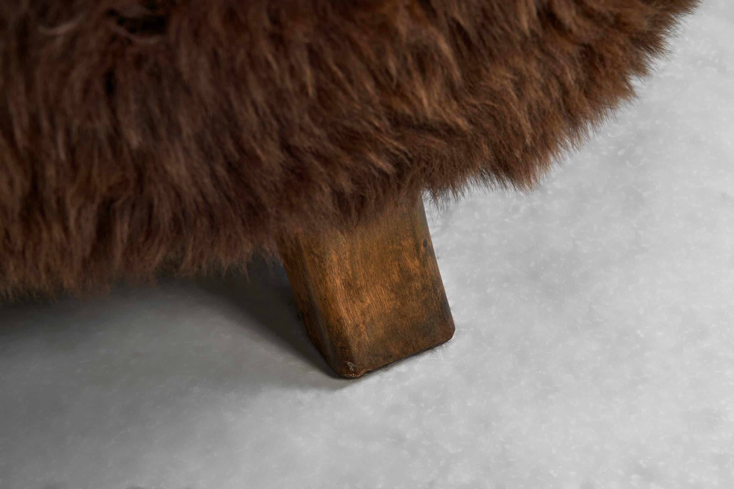 A Pair of Swedish Modern Club Chairs in Longhair Sheepskin, Sweden 1930s 10
