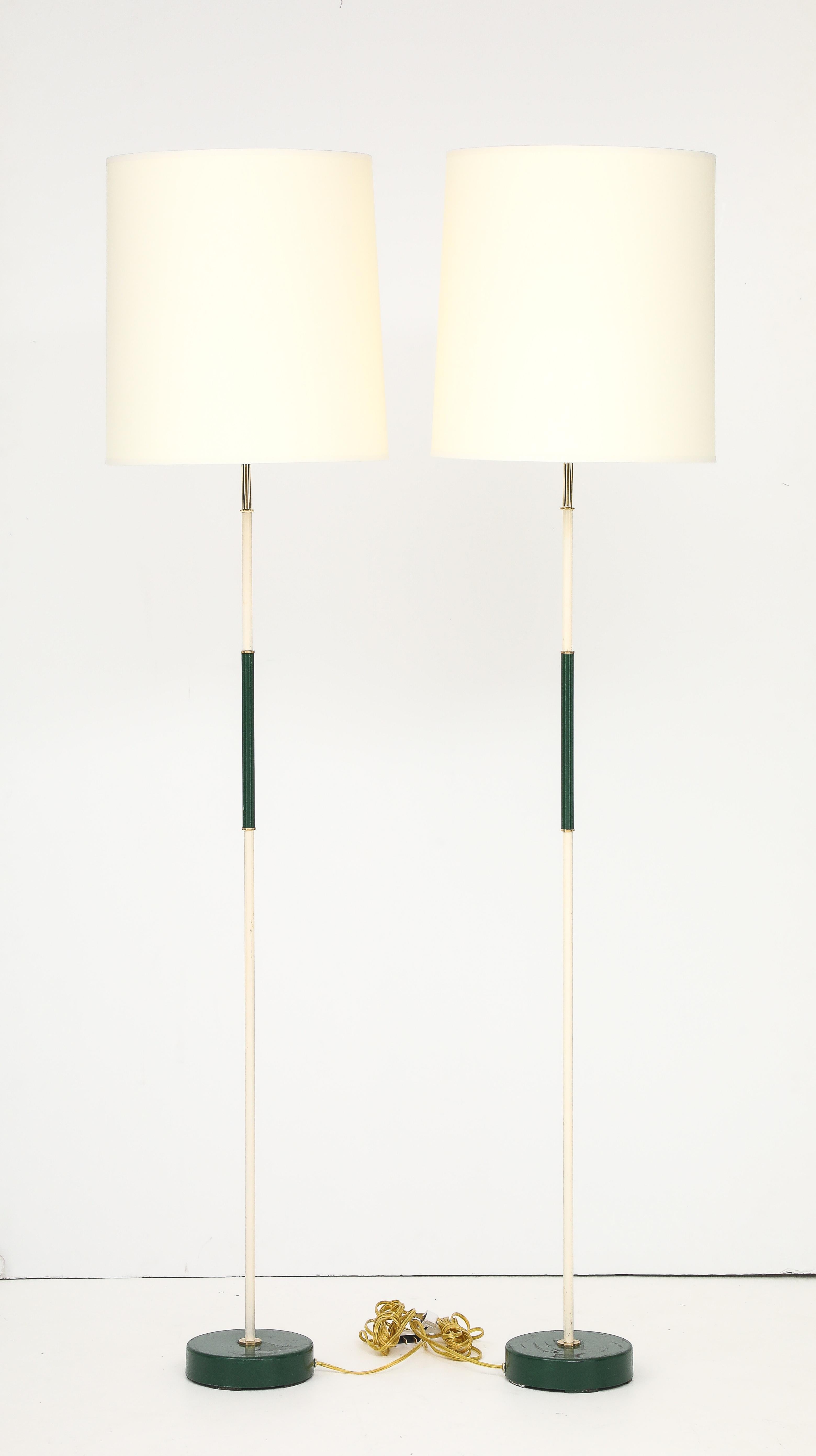 A Pair of Swedish Painted Floor Lamps, Circa 1940s In Good Condition For Sale In New York, NY